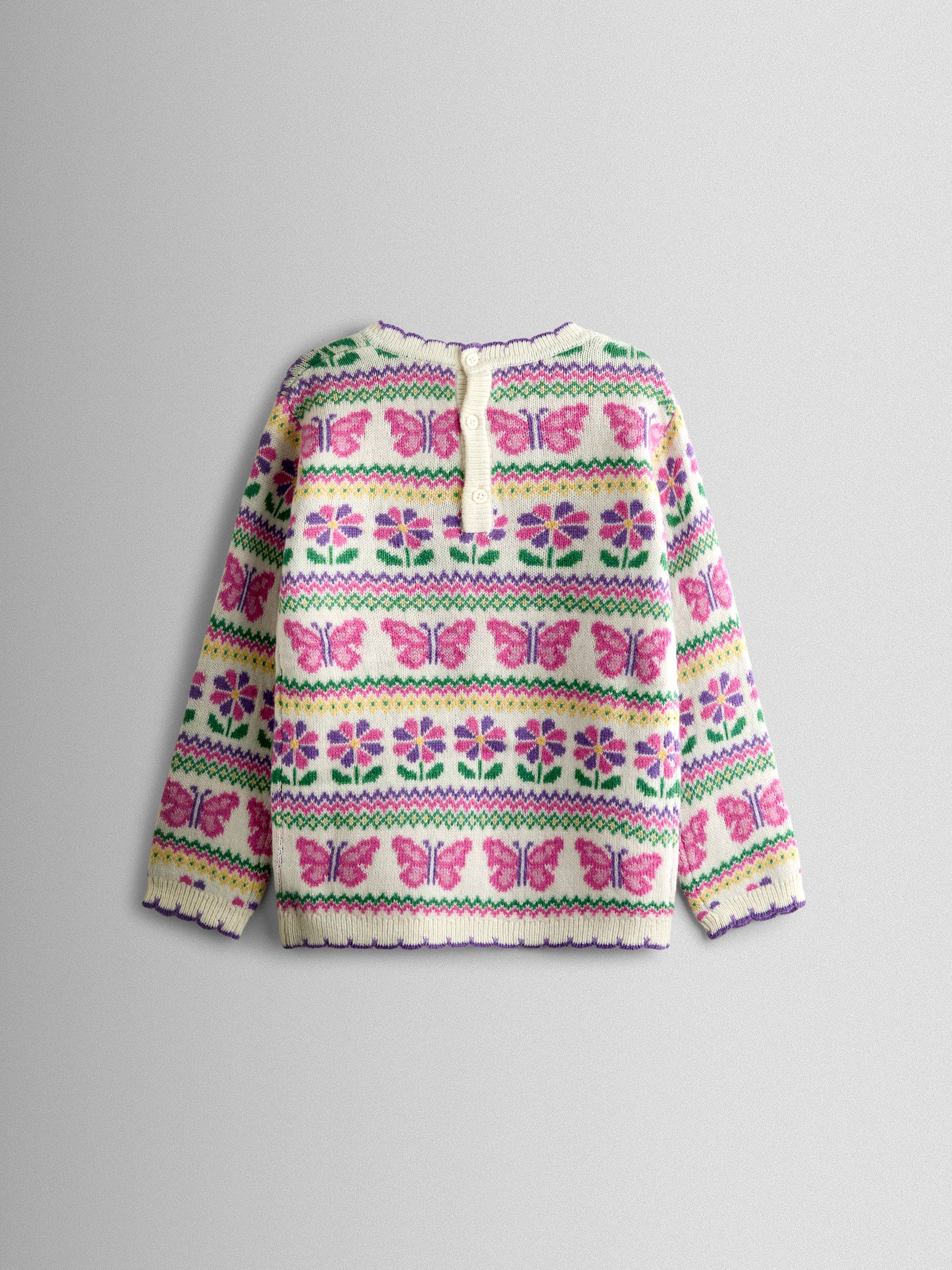 White Butterfly Intarsia Scallop Edge Jumper - Image 2 of 3