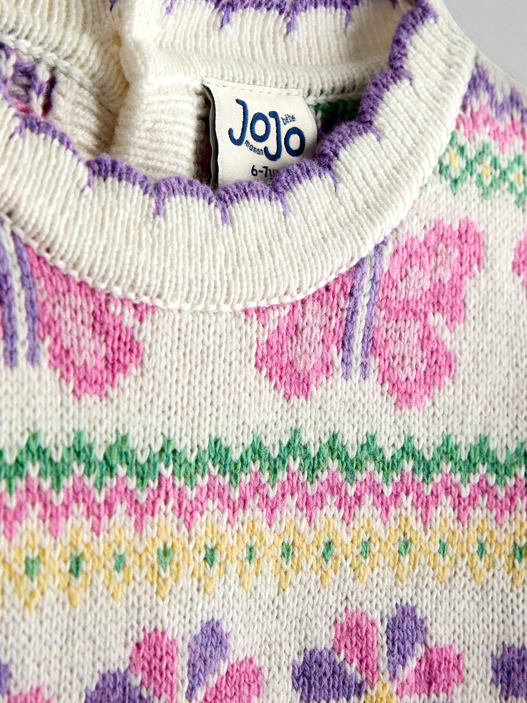 White Butterfly Intarsia Scallop Edge Jumper - Image 3 of 3