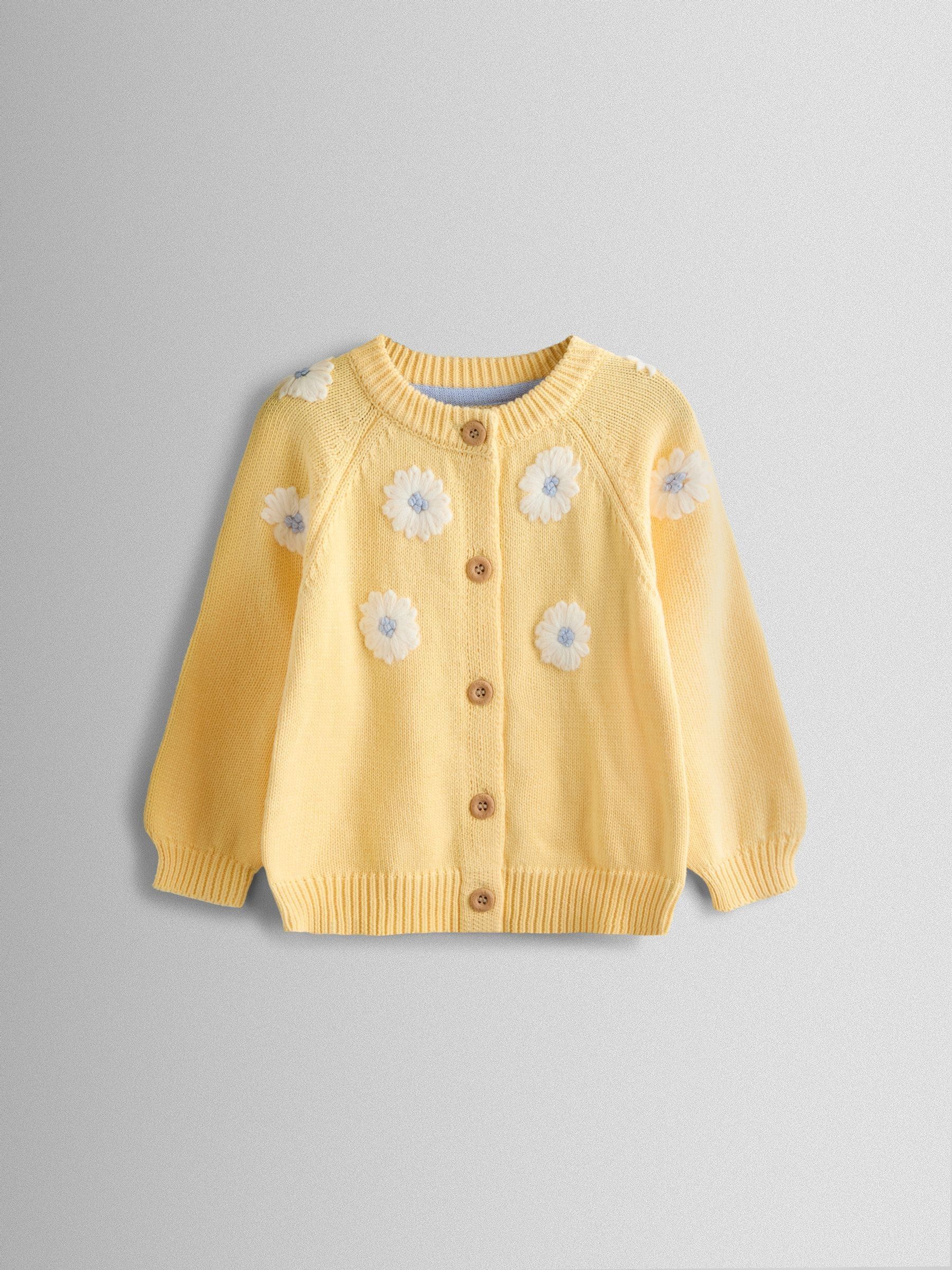 Light Yellow Daisy Embroidered Cardigan - Image 2 of 4