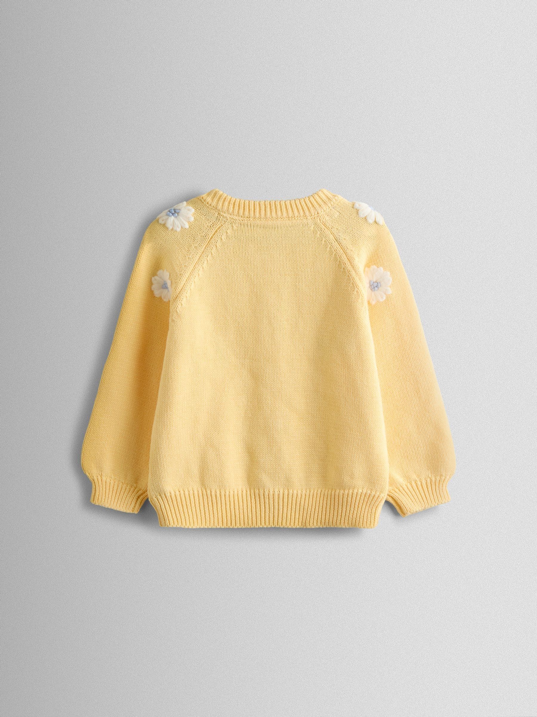 Light Yellow Daisy Embroidered Cardigan - Image 3 of 4