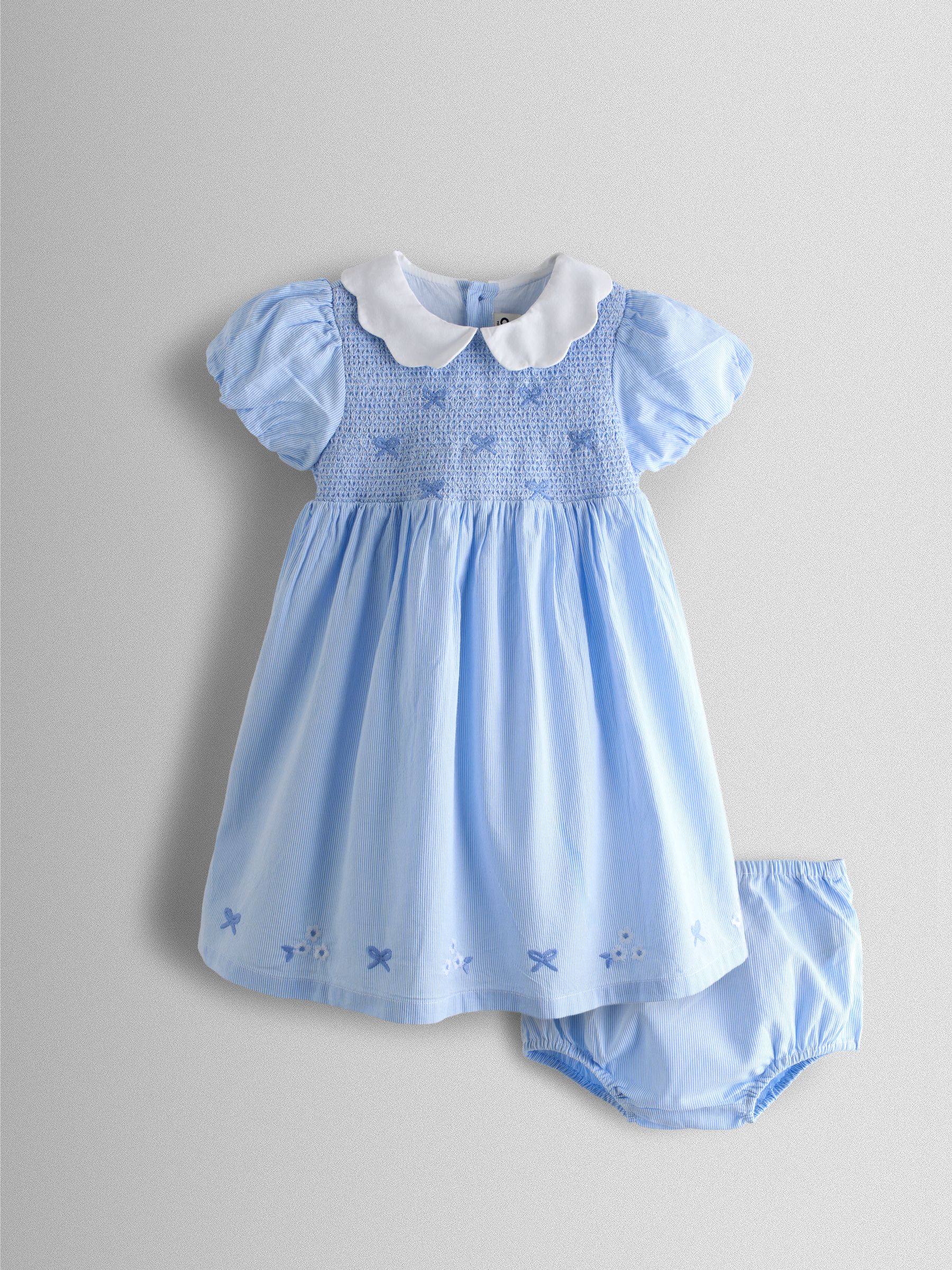 Light Blue Bud Floral Smocked Party Dress - Image 1 of 9