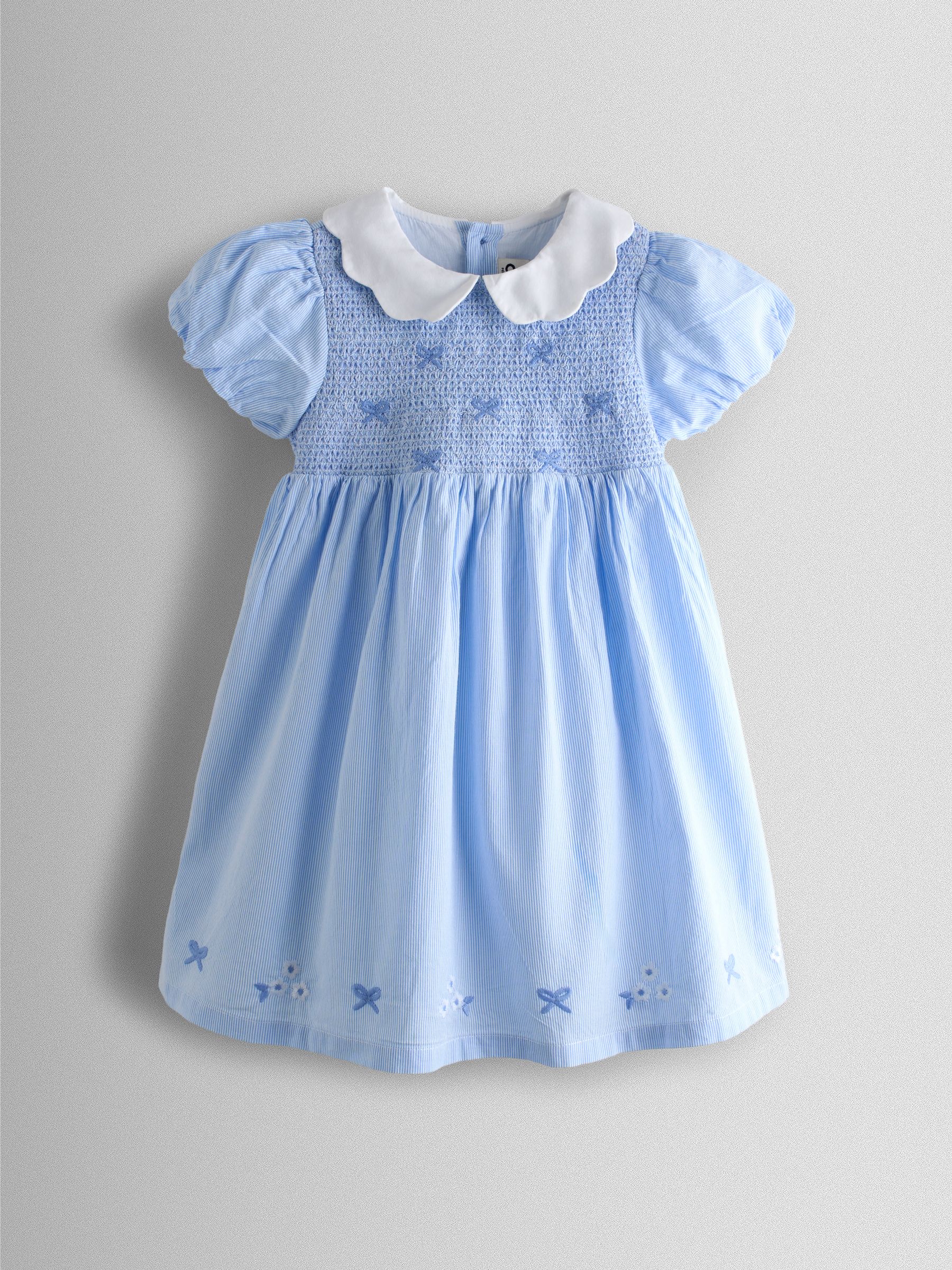 Light Blue Bud Floral Smocked Party Dress - Image 2 of 9