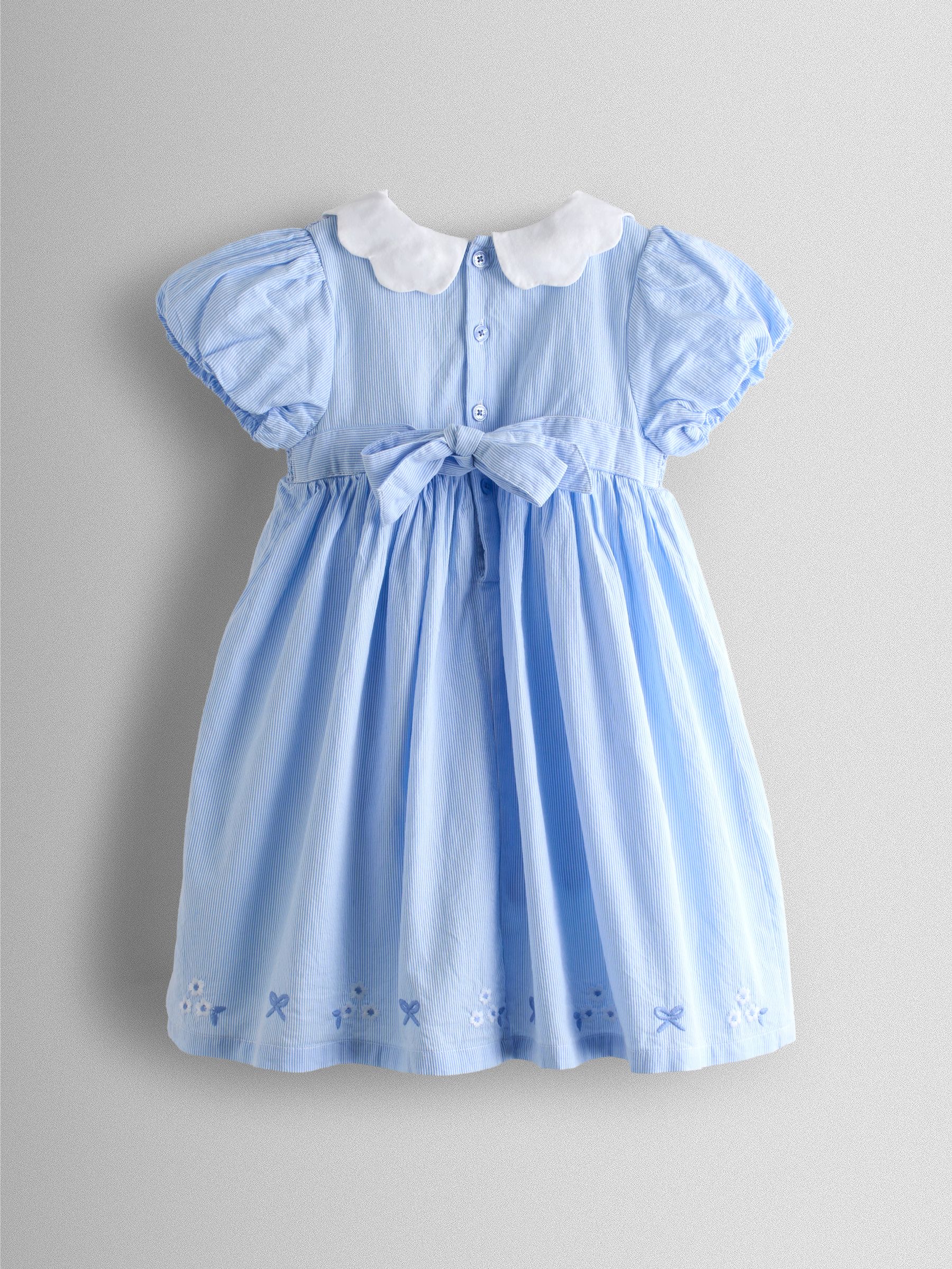 Light Blue Bud Floral Smocked Party Dress - Image 3 of 9