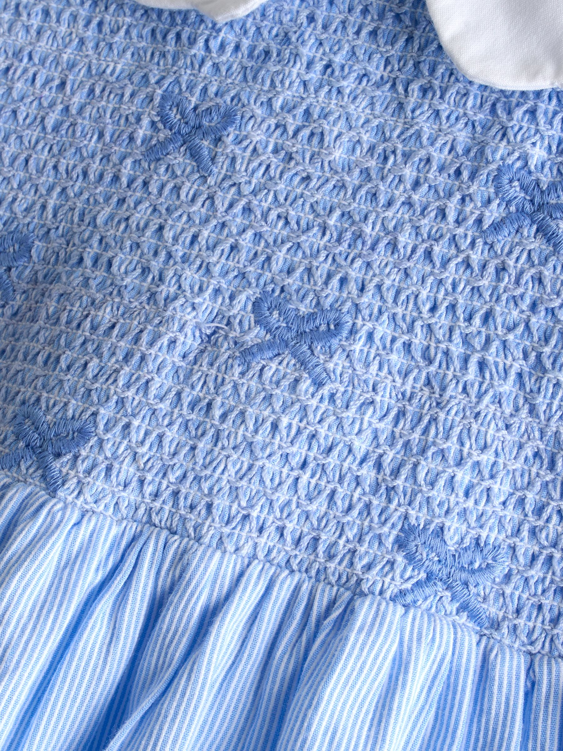 Light Blue Bud Floral Smocked Party Dress - Image 7 of 9