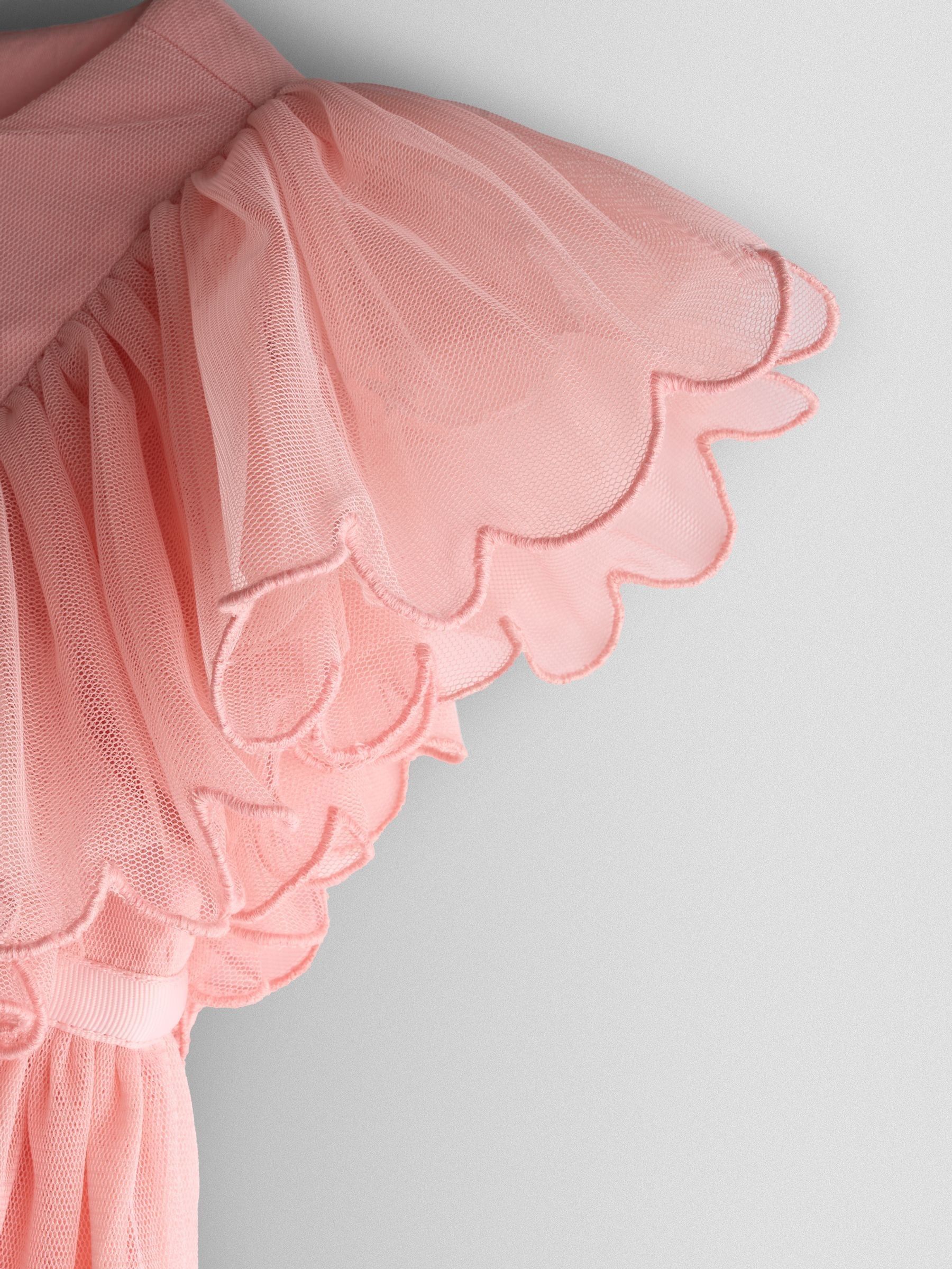 Light Pink Floral Embroidered Angel Sleeve Party Dress - Image 4 of 6