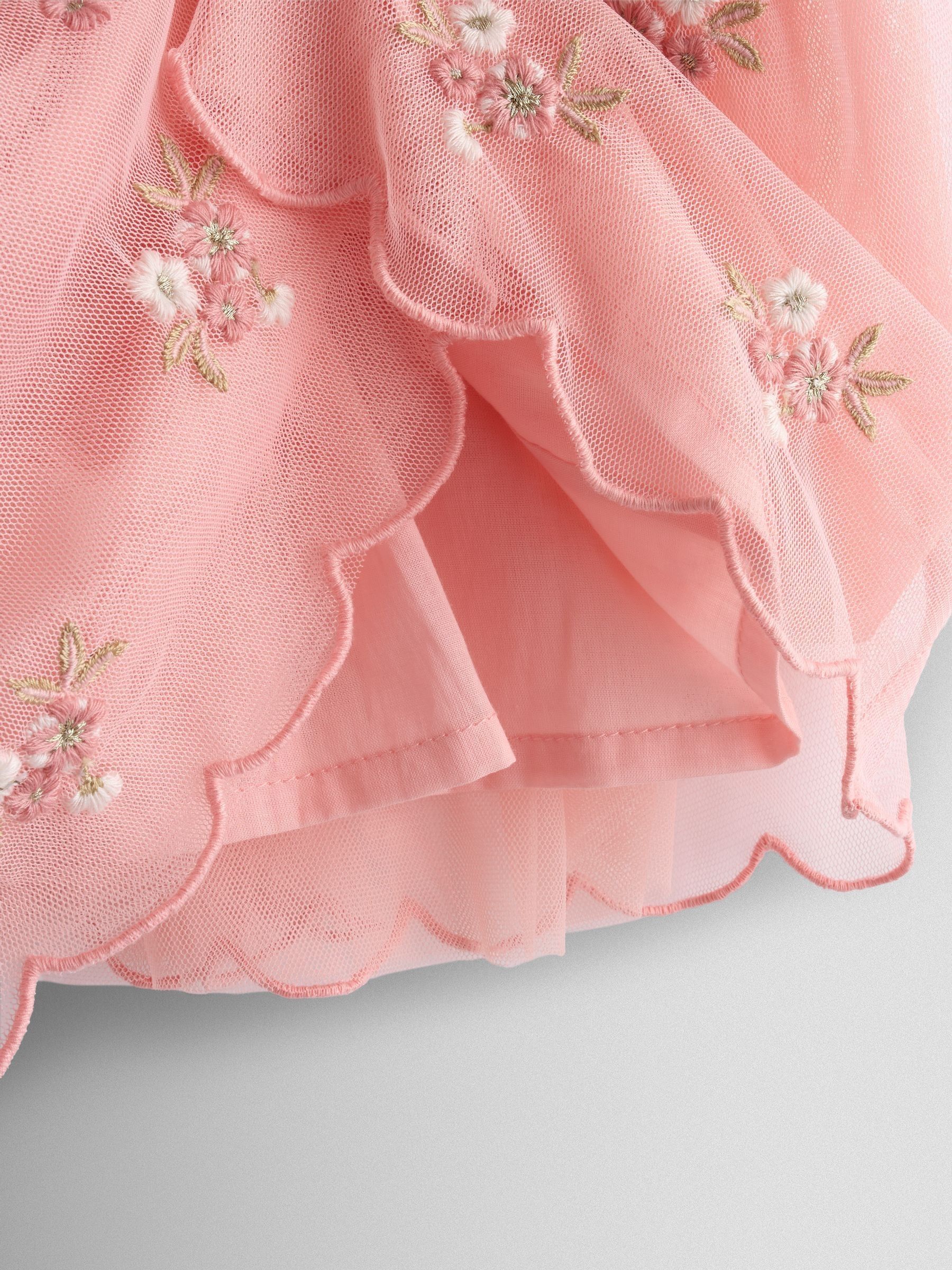 Light Pink Floral Embroidered Angel Sleeve Party Dress - Image 6 of 6 Light Pink Floral Embroidered Angel Sleeve Party Dress - Image 6 of 6