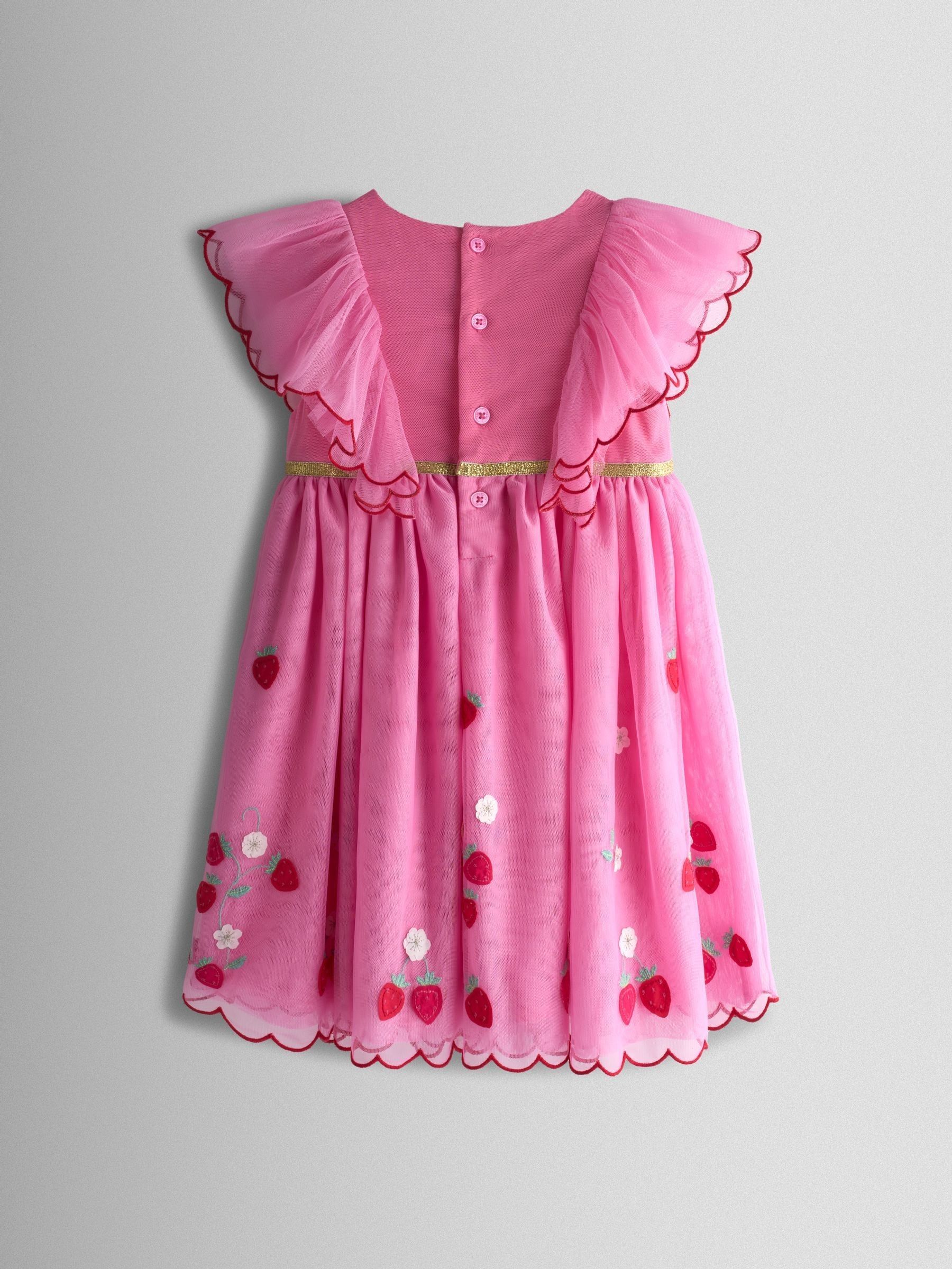 Mid Pink Strawberry Appliqué Tulle Party Dress - Image 2 of 5