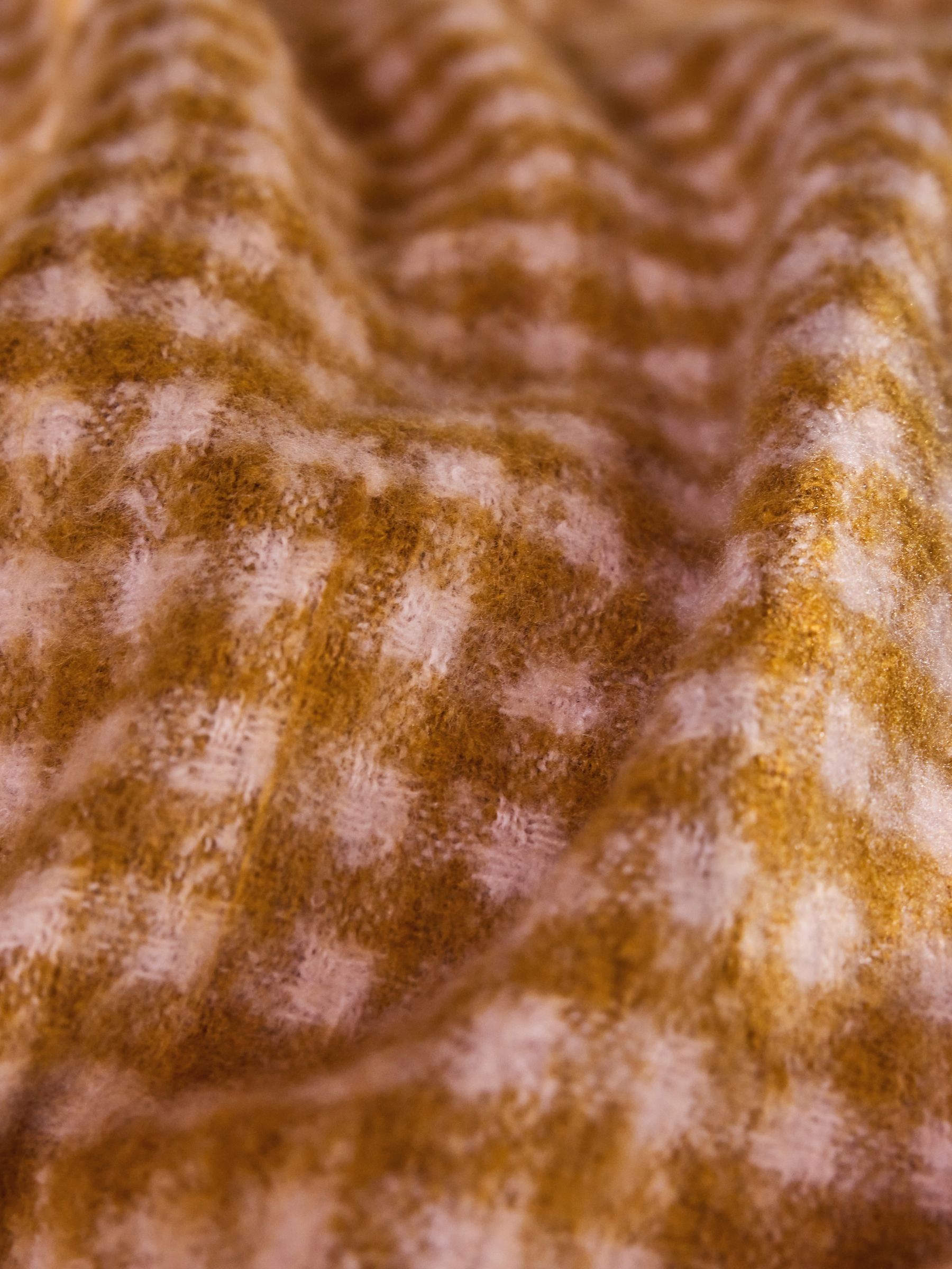 Ochre Gingham Brushed Throw - Image 4 of 4