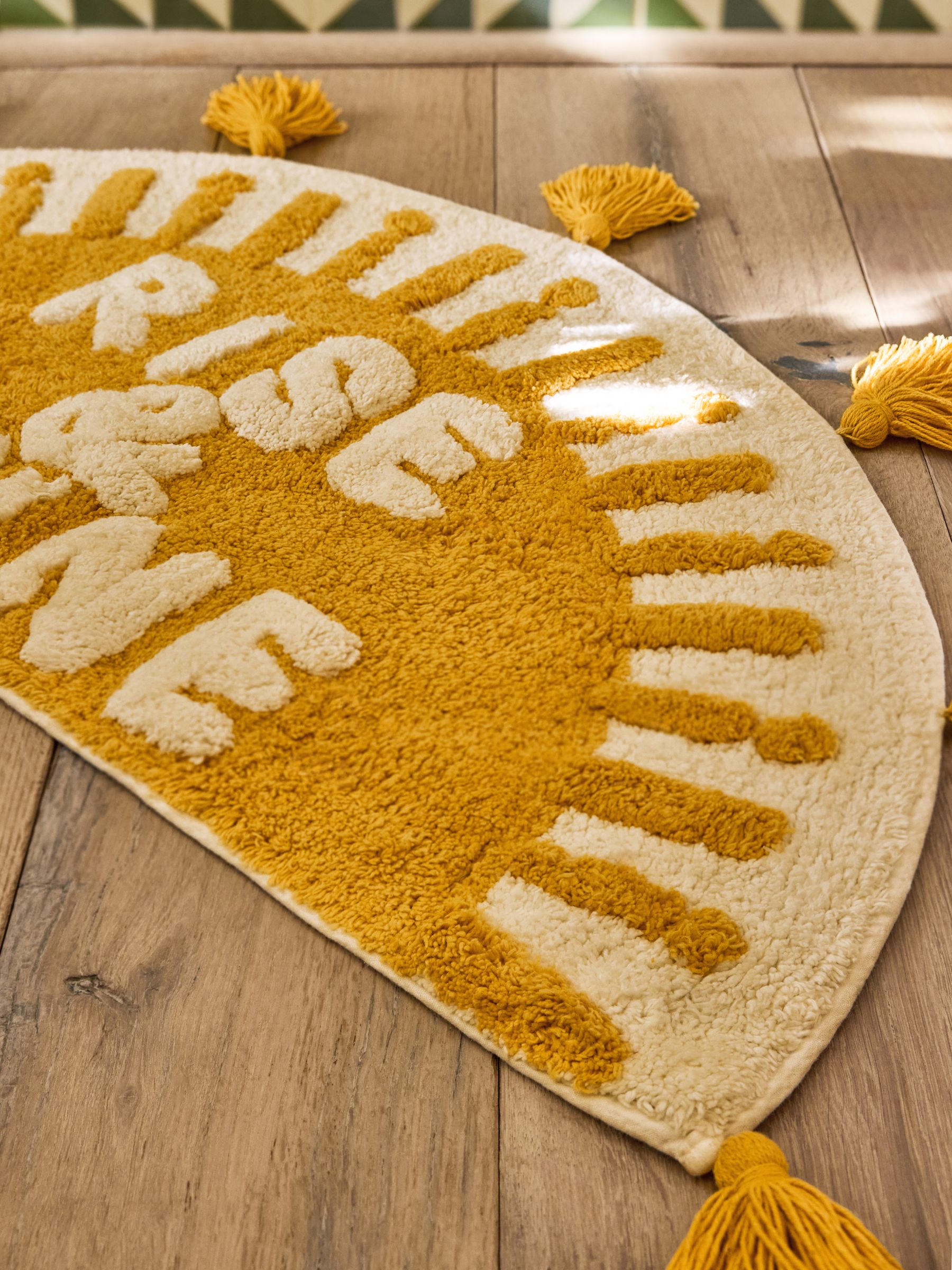 Yellow Sunshine Slogan 100% Cotton Bath Mat - Image 4 of 4 Yellow Sunshine Slogan 100% Cotton Bath Mat - Image 4 of 4