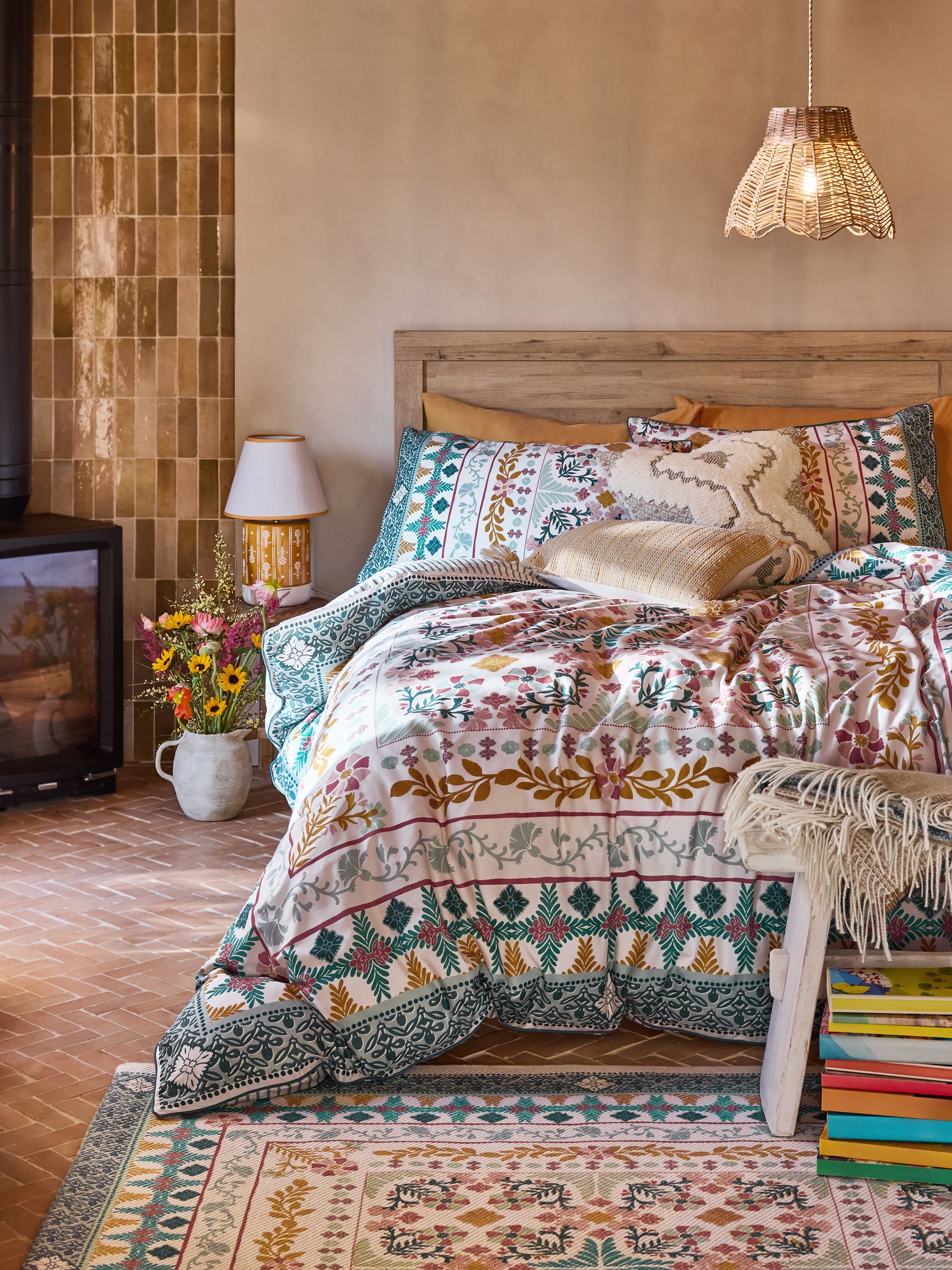 Multi Tile Print Duvet Cover and Pillowcase Set - Image 1 of 5