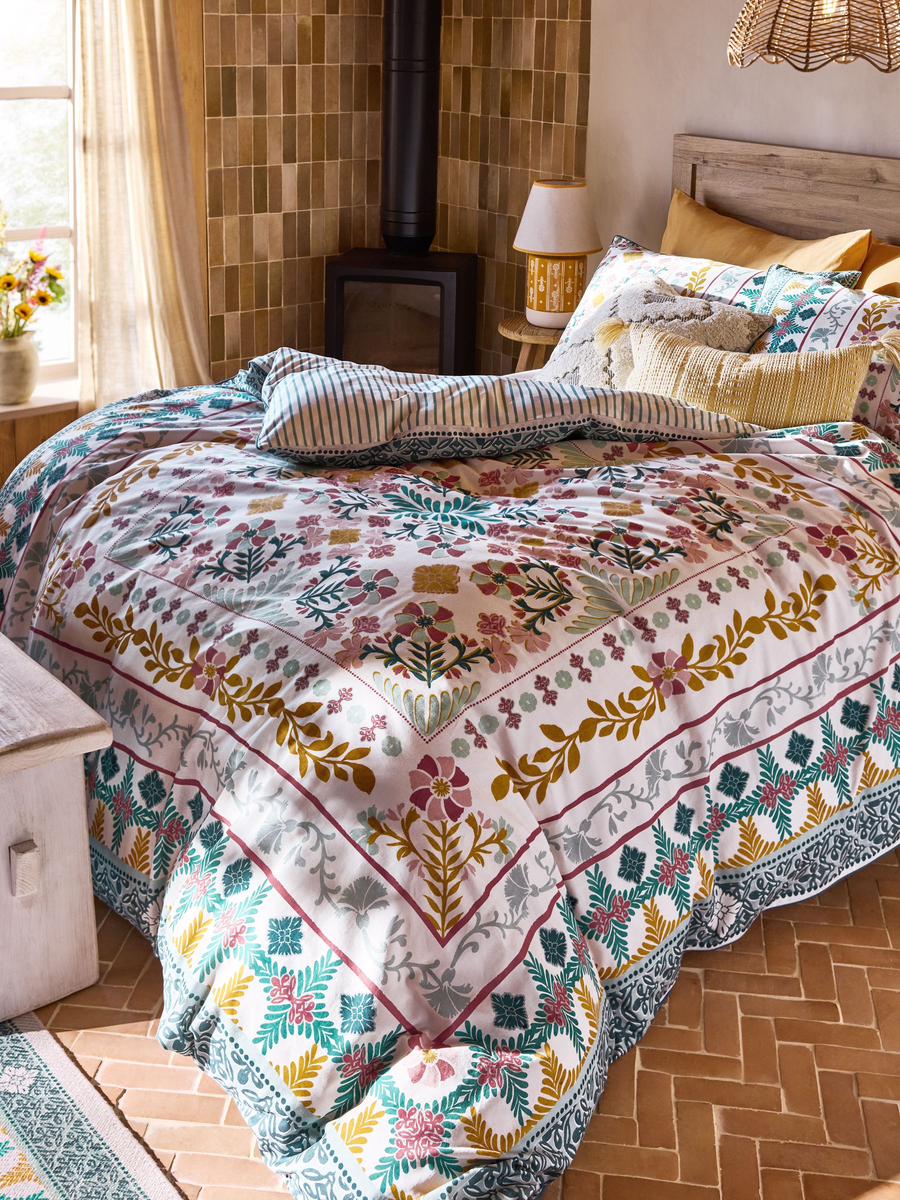 Multi Tile Print Duvet Cover and Pillowcase Set - Image 3 of 5