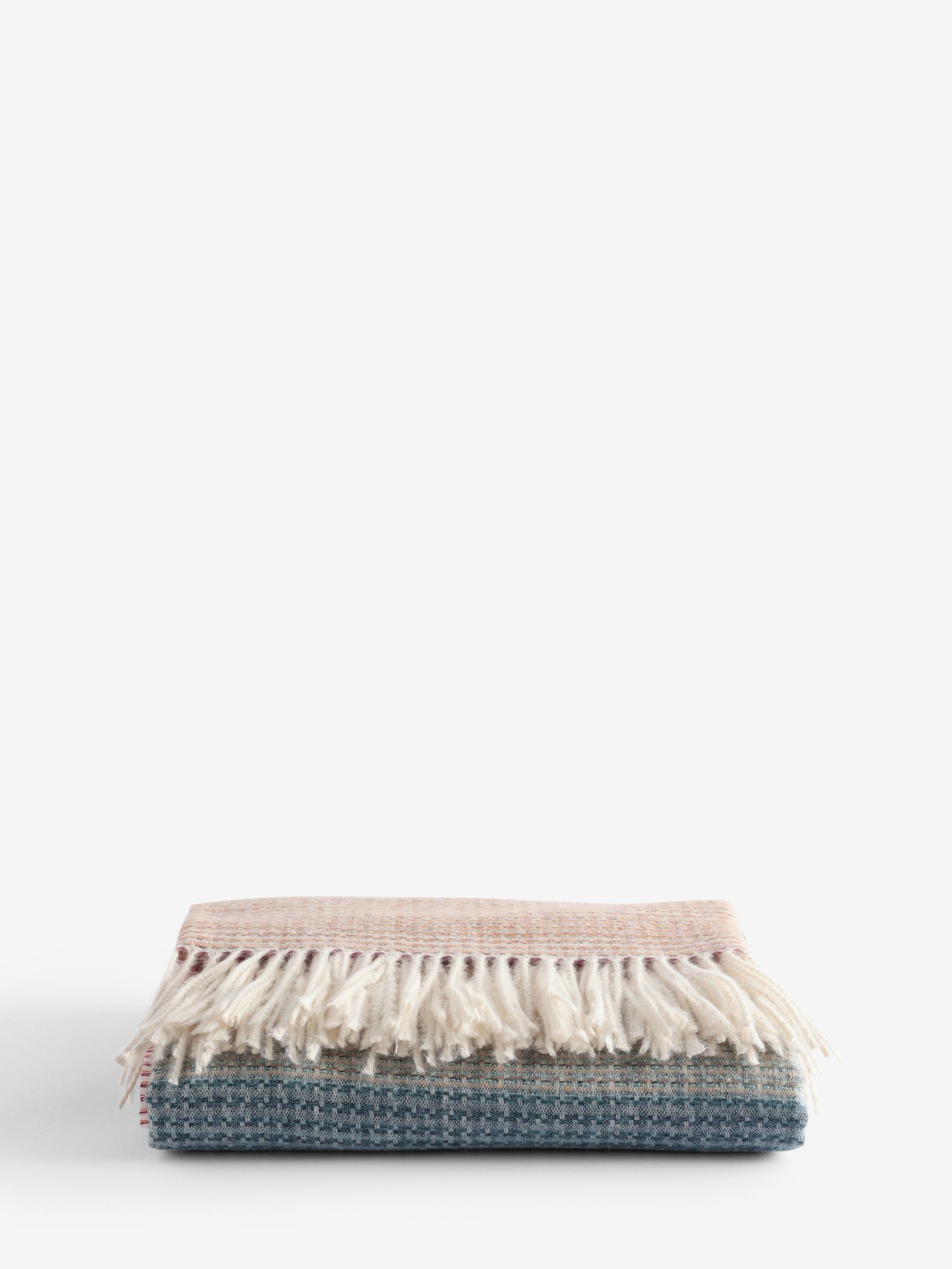Multi Stripe Basket Weave Cosy Throw - Image 2 of 4 Multi Stripe Basket Weave Cosy Throw - Image 2 of 4