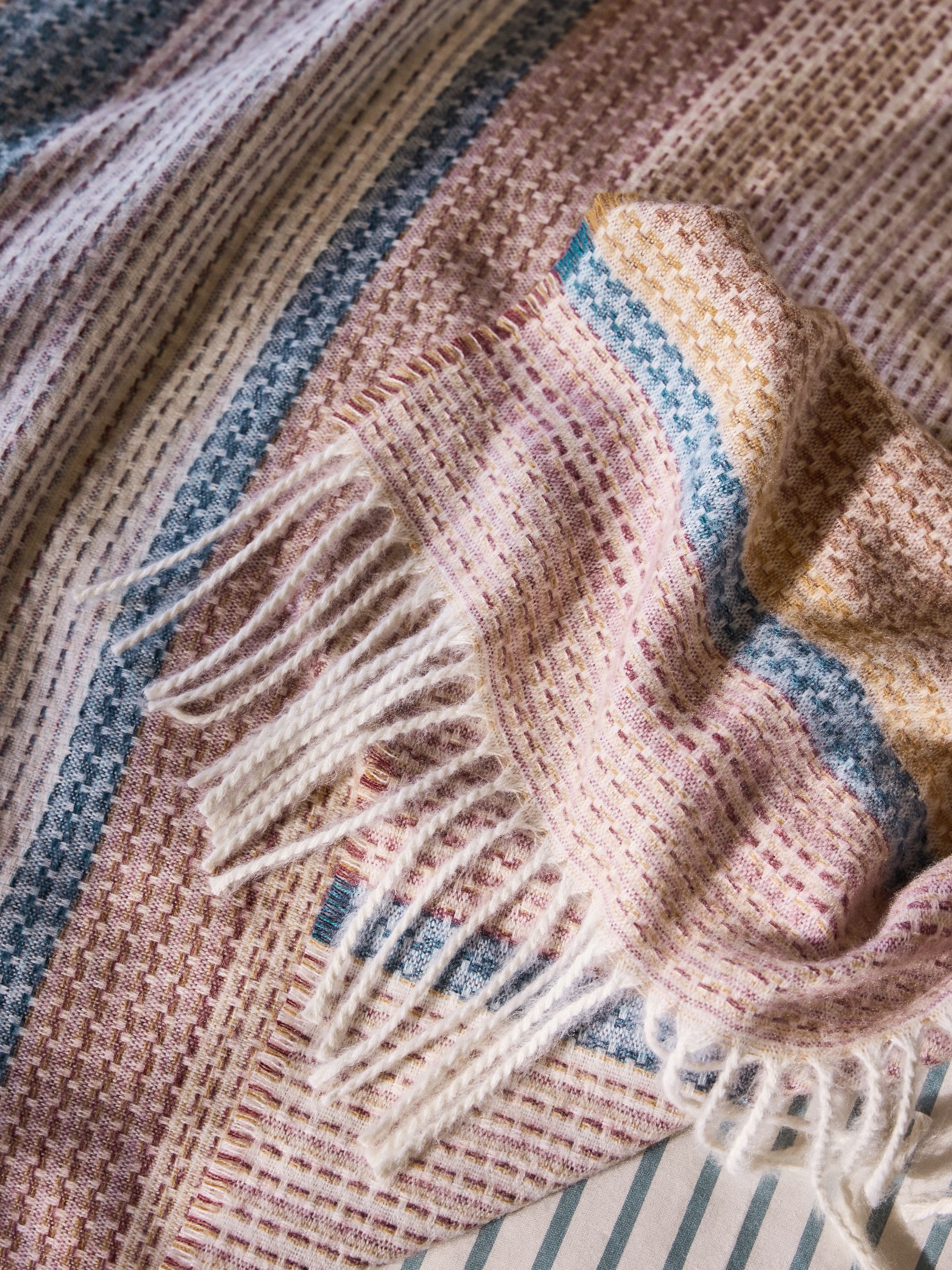 Multi Stripe Basket Weave Cosy Throw - Image 3 of 4