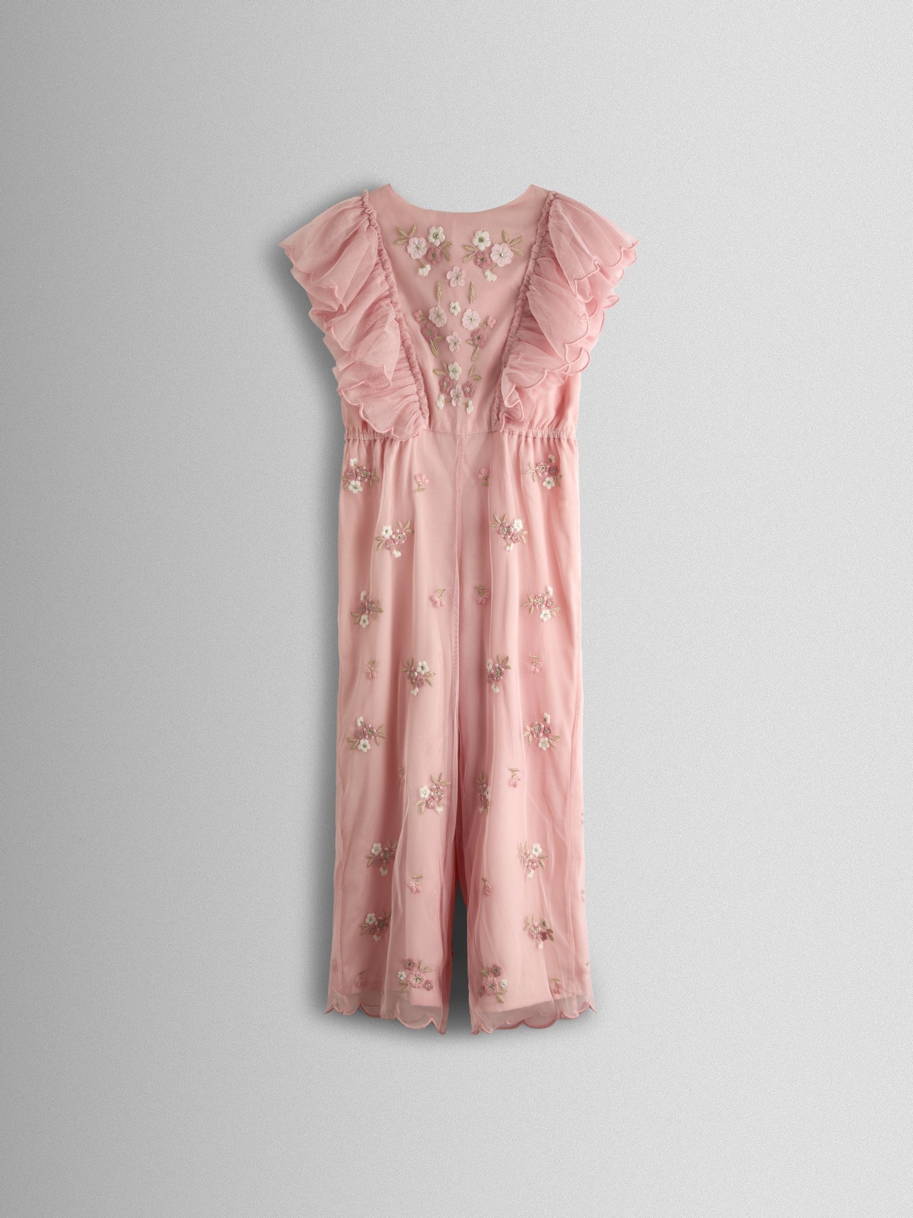 Light Pink Tulle Embroidered Party Jumpsuit - Image 2 of 4