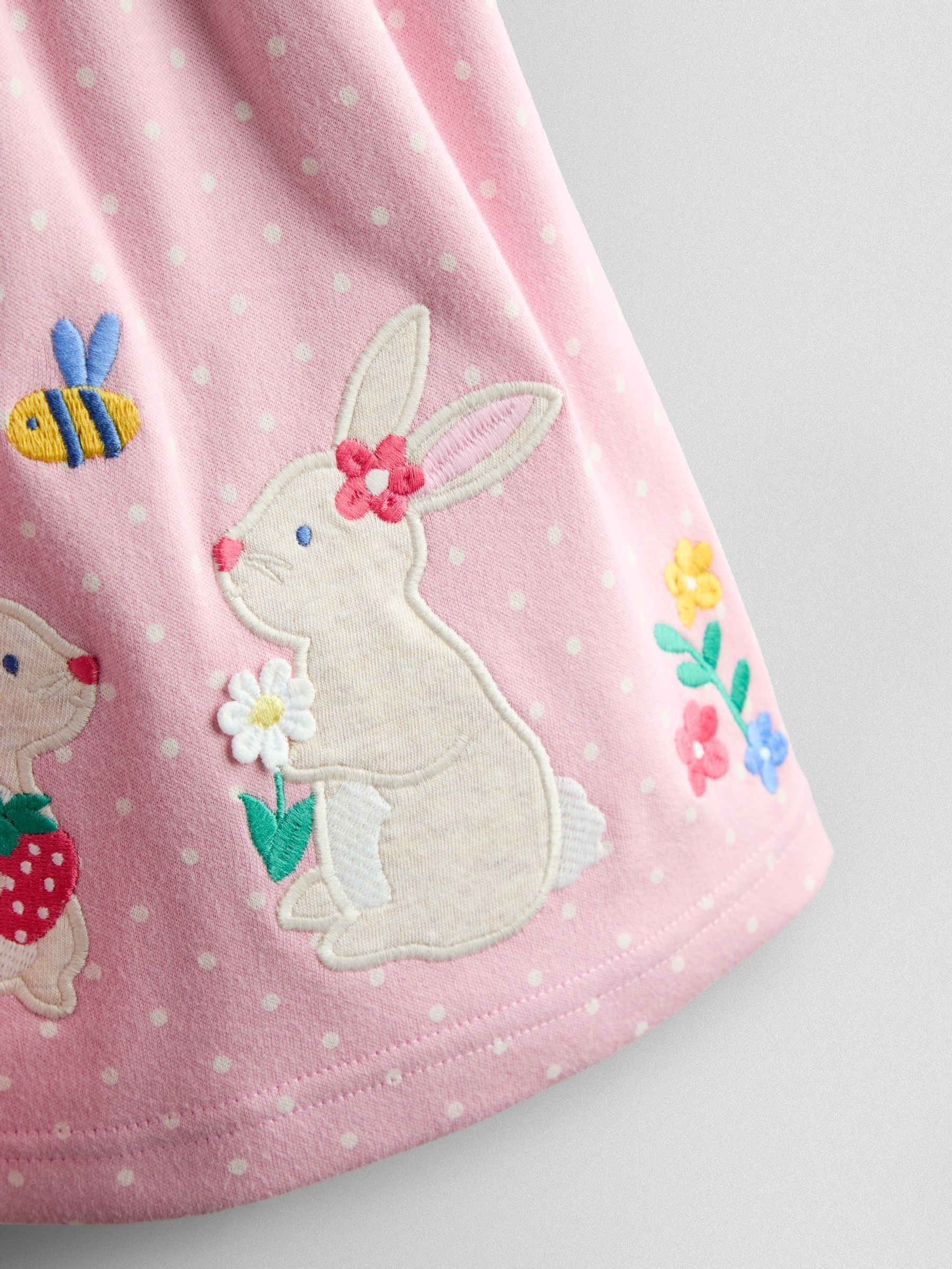 Rose Pink Bunny Appliqué Ruffle Shoulder Dress - Image 4 of 4