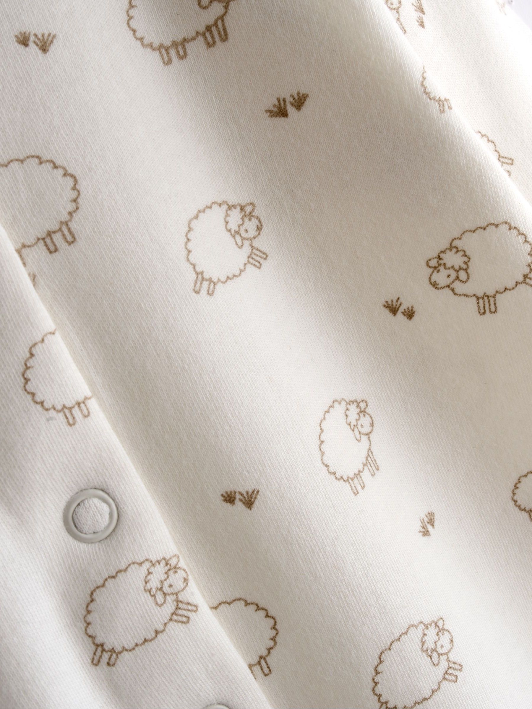 Green Sheep Cotton Footed 3 Pack Sleepsuit - Image 10 of 10