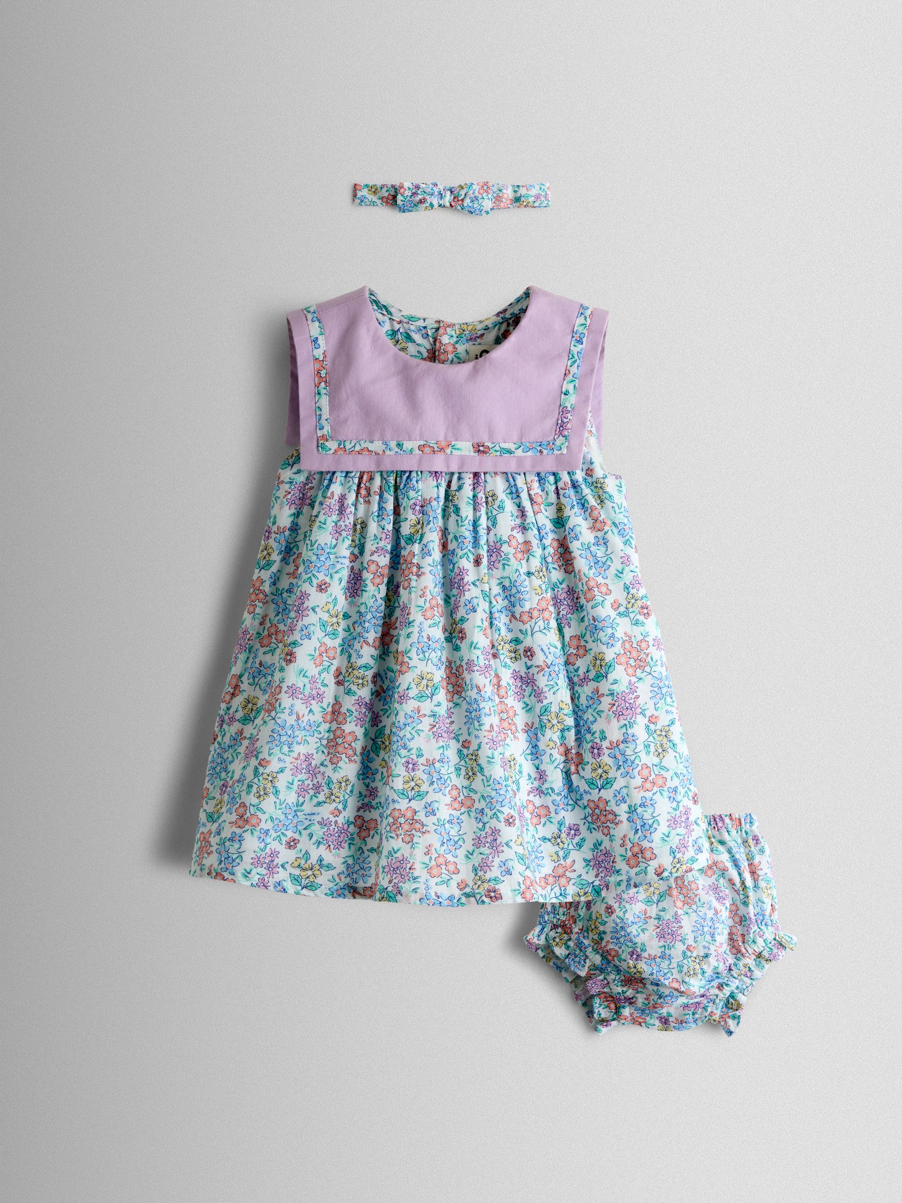 Lilac Ditsy Floral Sailor Baby Dress and Headband Set - Image 1 of 8