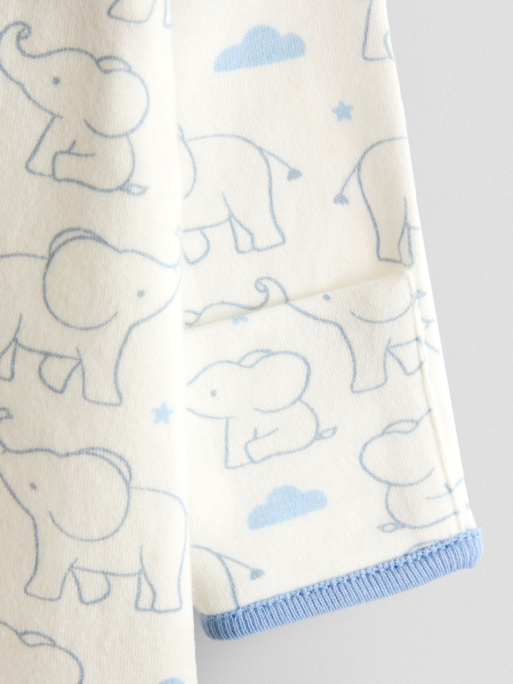 Blue Elephant Cotton Footed 3 Pack Sleepsuit - Image 10 of 10