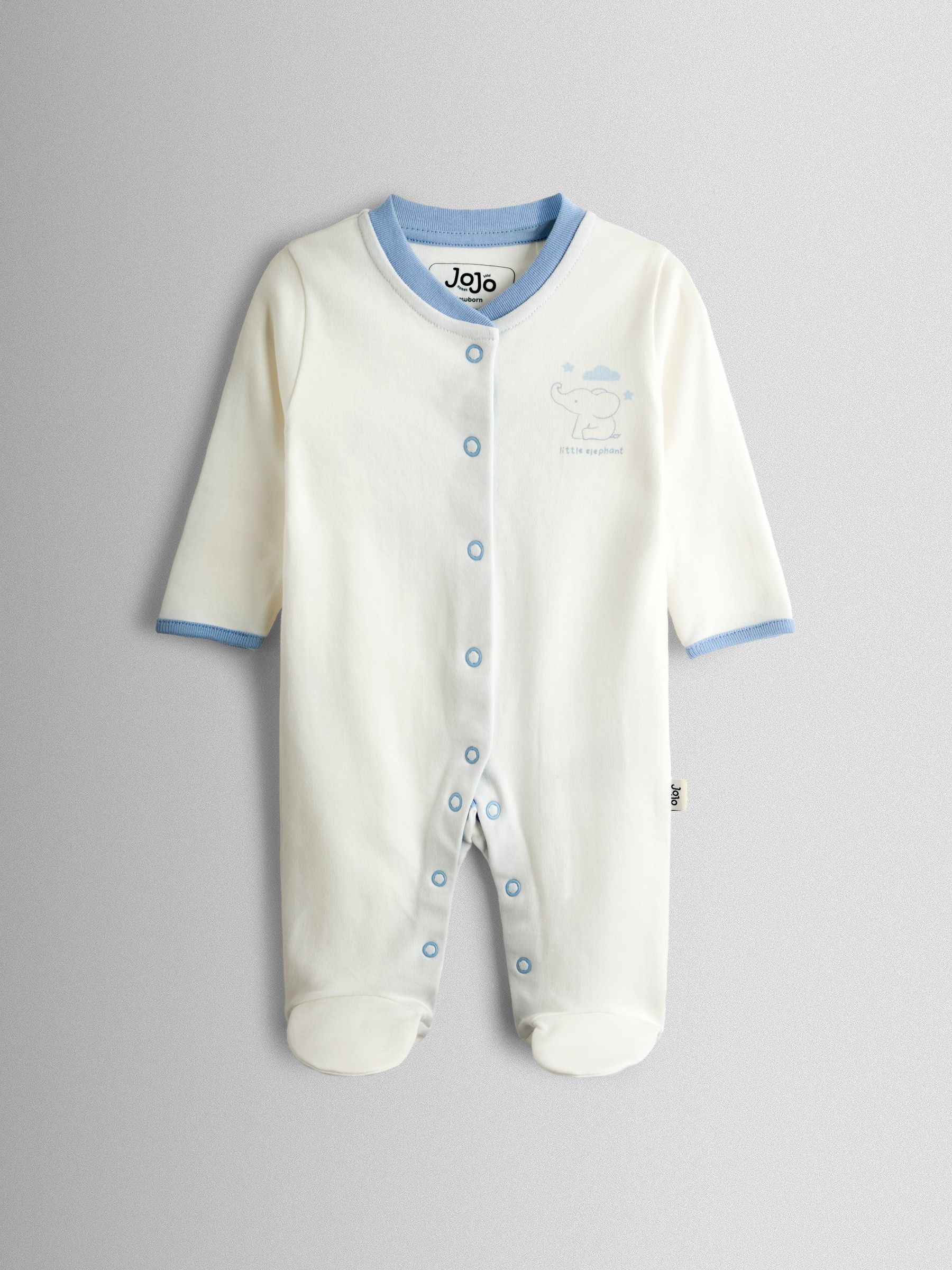 Blue Elephant Cotton Footed 3 Pack Sleepsuit - Image 2 of 10