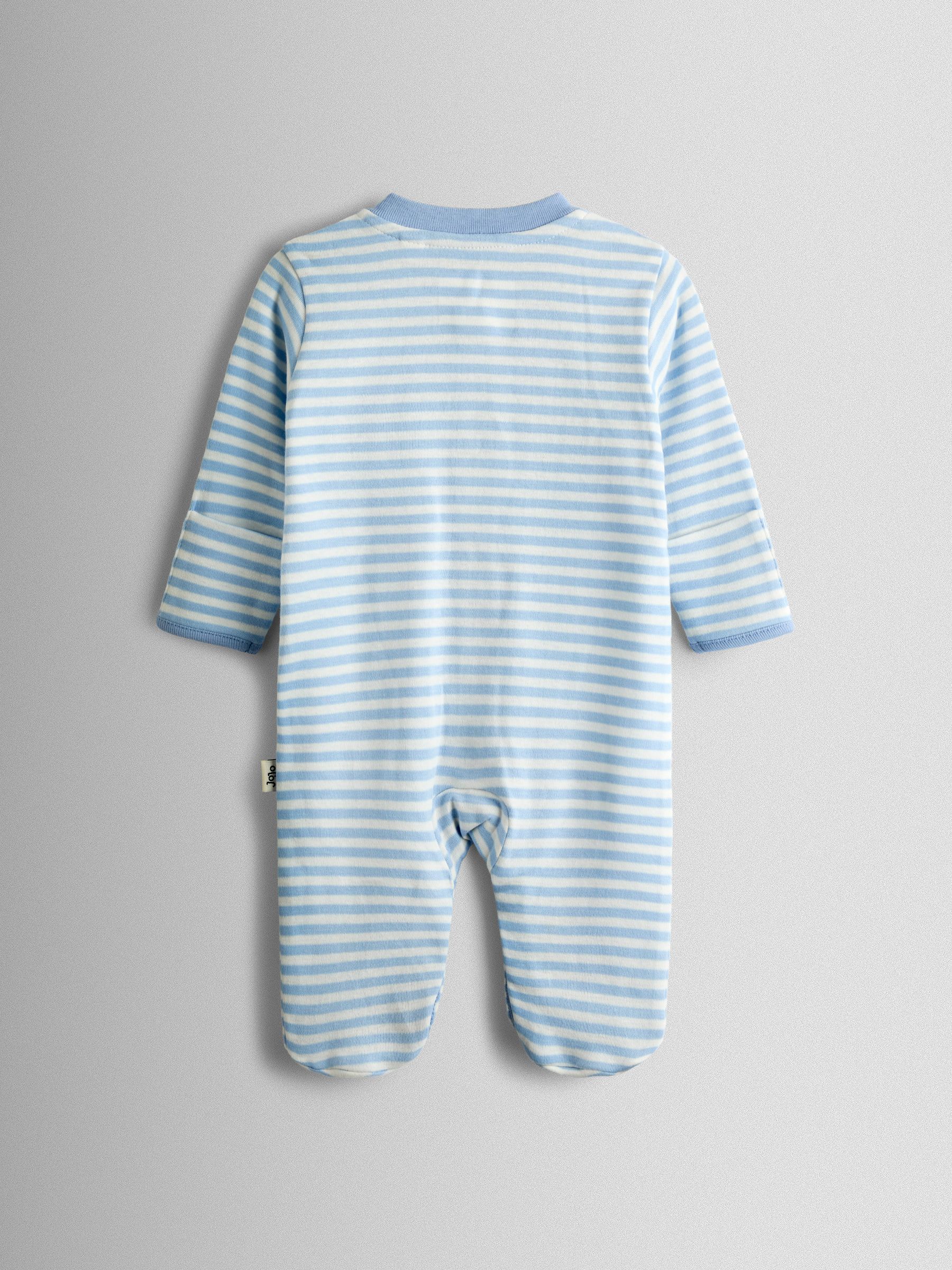 Blue Elephant Cotton Footed 3 Pack Sleepsuit - Image 6 of 10