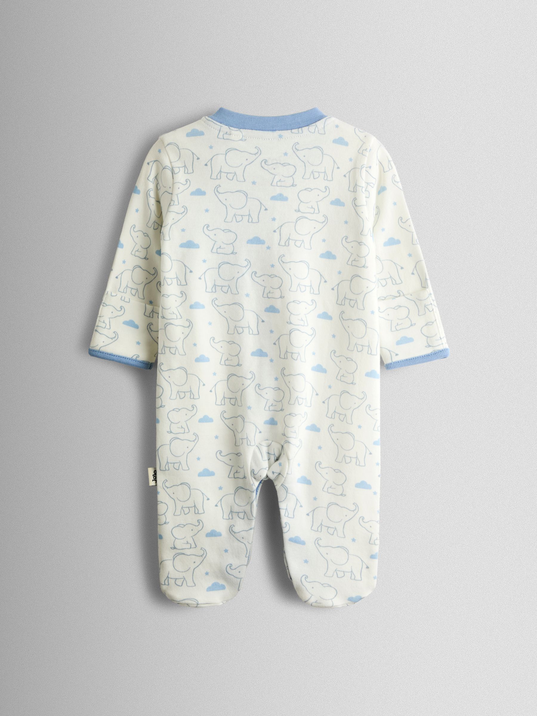 Blue Elephant Cotton Footed 3 Pack Sleepsuit - Image 9 of 10
