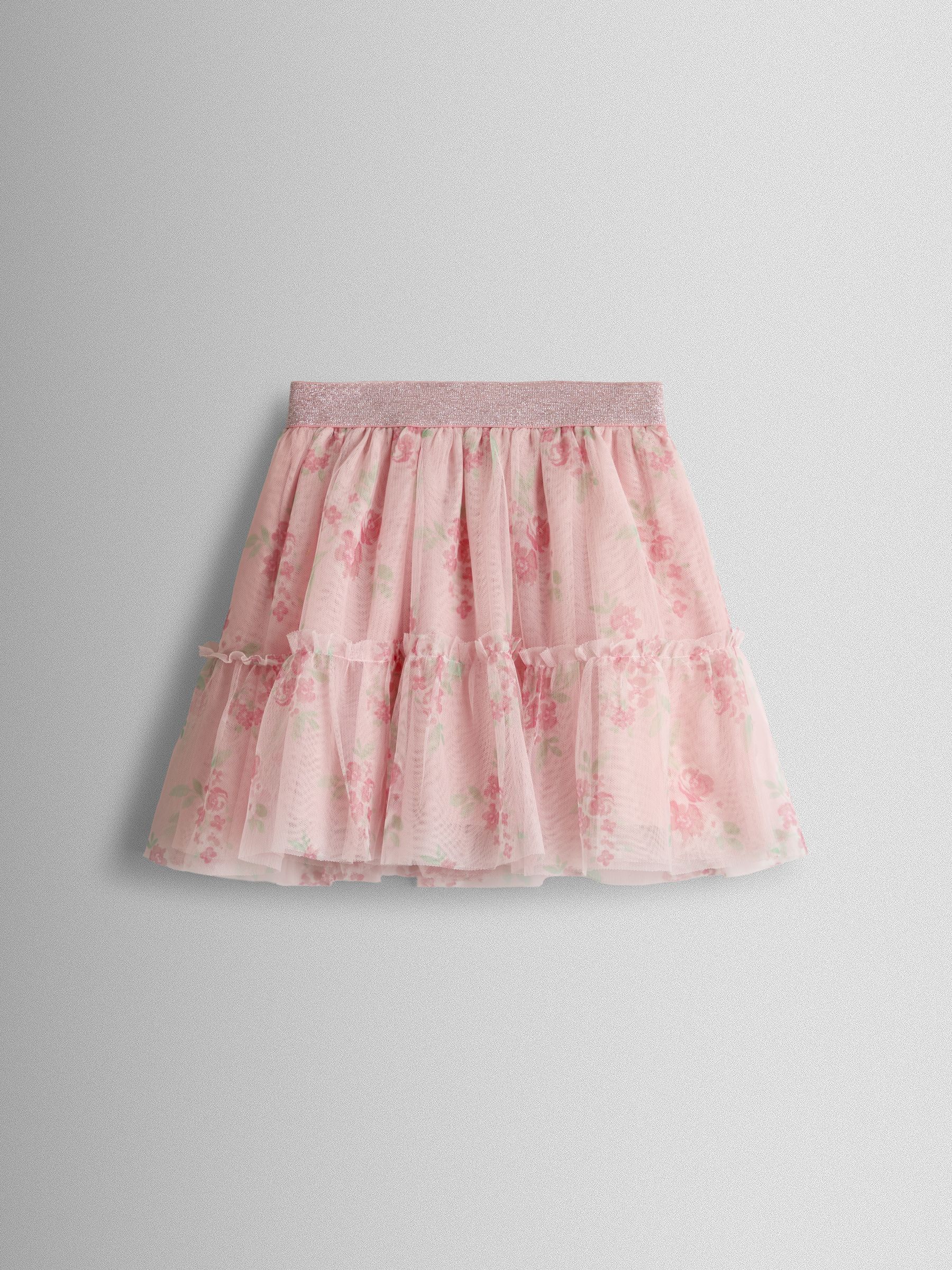 Rose Pink Broderie Collar T-Shirt & Printed Tulle Skirt Set - Image 4 of 7