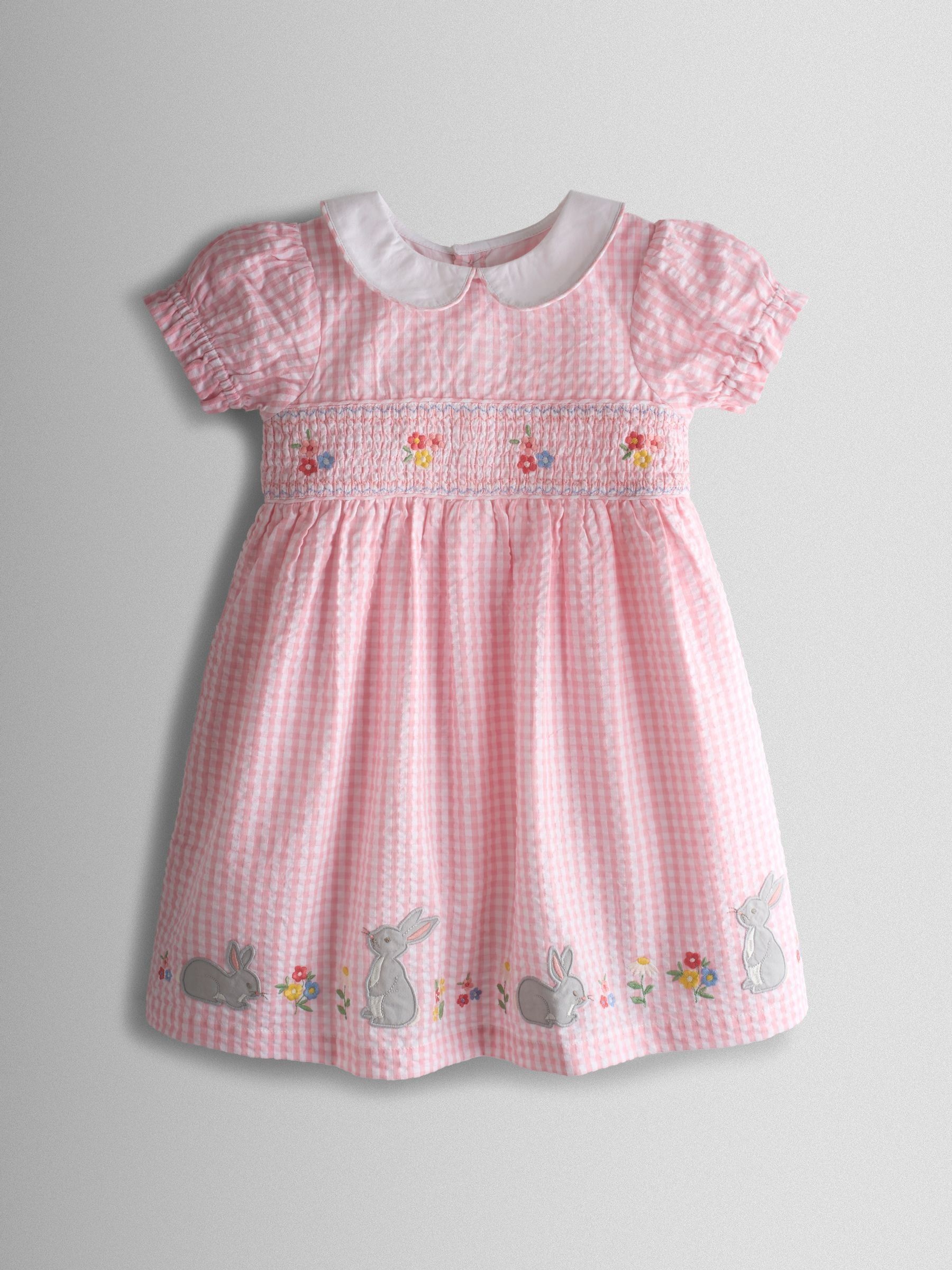 Light Pink Bunny Appliqu Smocked Dress | JoJo Maman Bb USA Light Pink Bunny Appliqu Smocked Dress | JoJo Maman Bb USA
