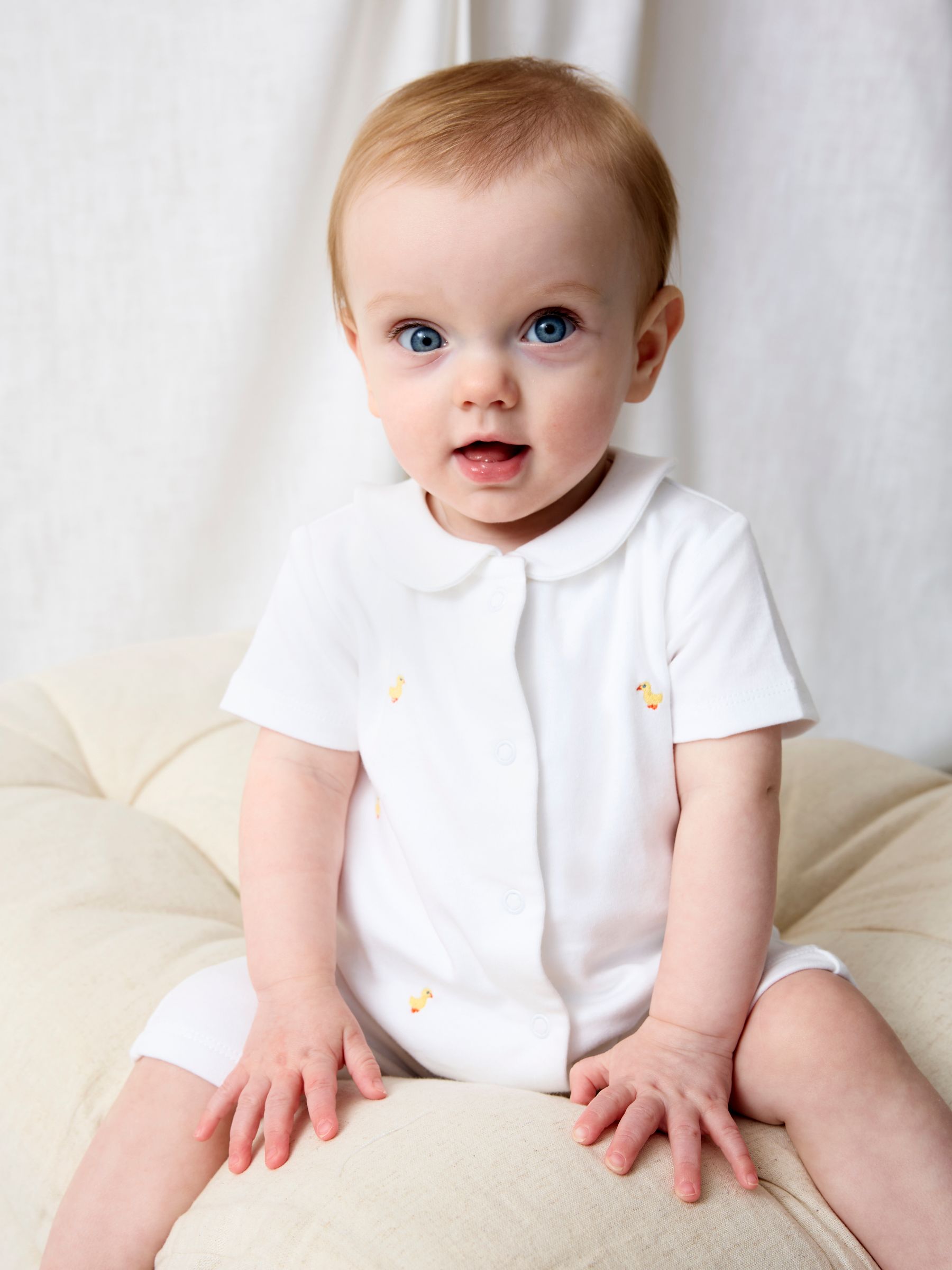 White Duck Embroidered Organic Cotton Short Sleeve Sleepsuit - Image 1 of 5