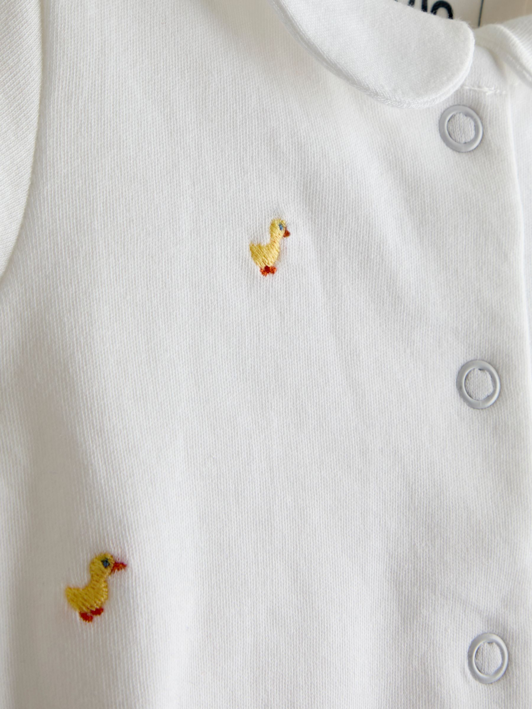 White Duck Embroidered Organic Cotton Short Sleeve Sleepsuit - Image 5 of 5