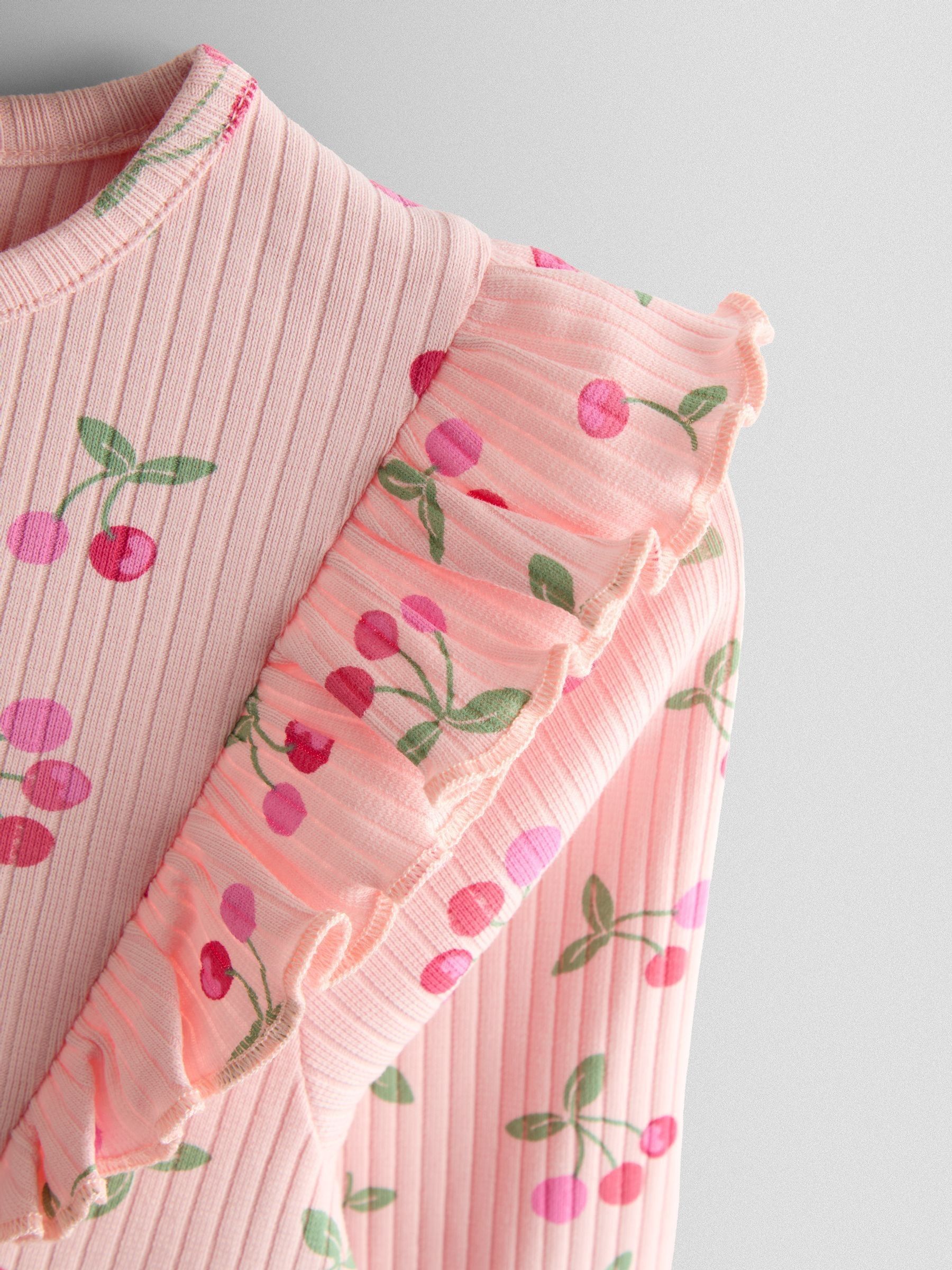 Light Pink Cherry Frill Long Sleeve Dress - Image 3 of 4