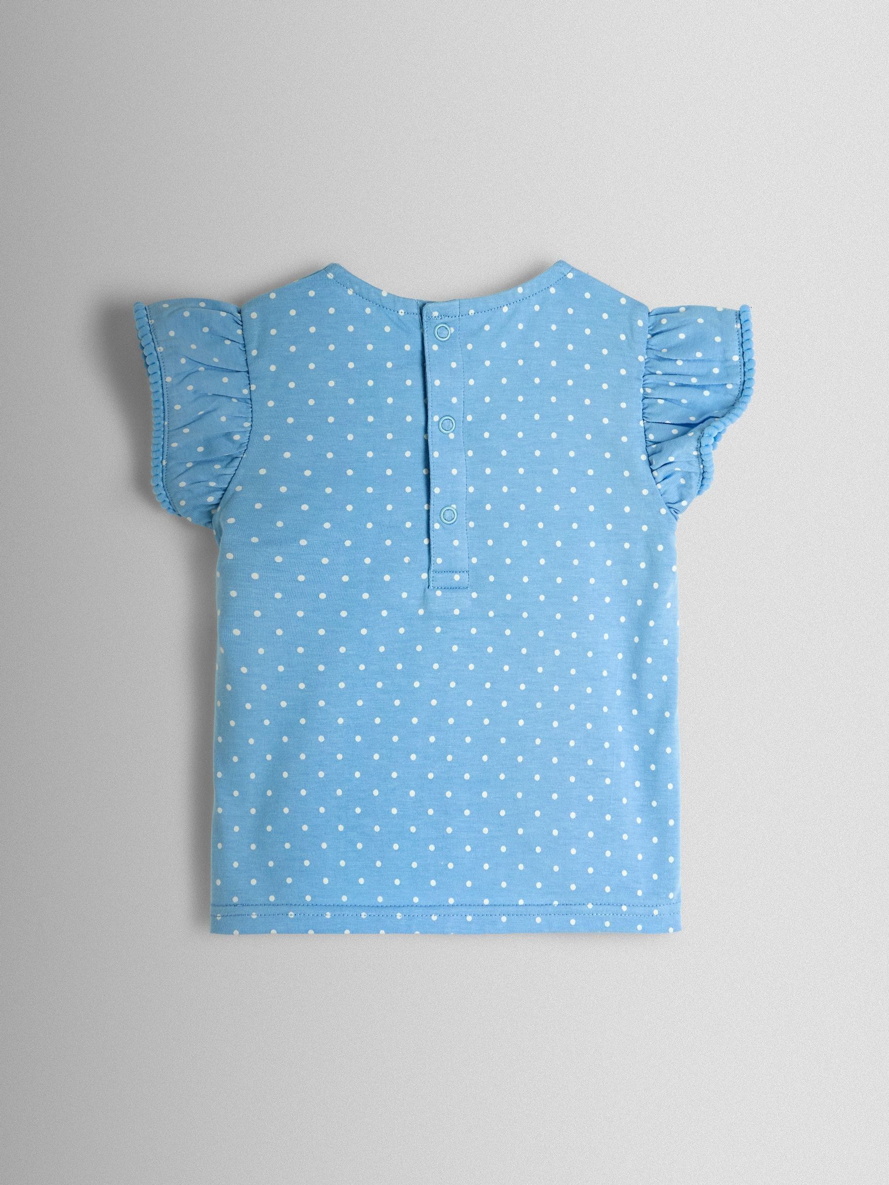 Mid Blue Bunny With Cake Appliqué Frill Sleeve T-Shirt - Image 2 of 3