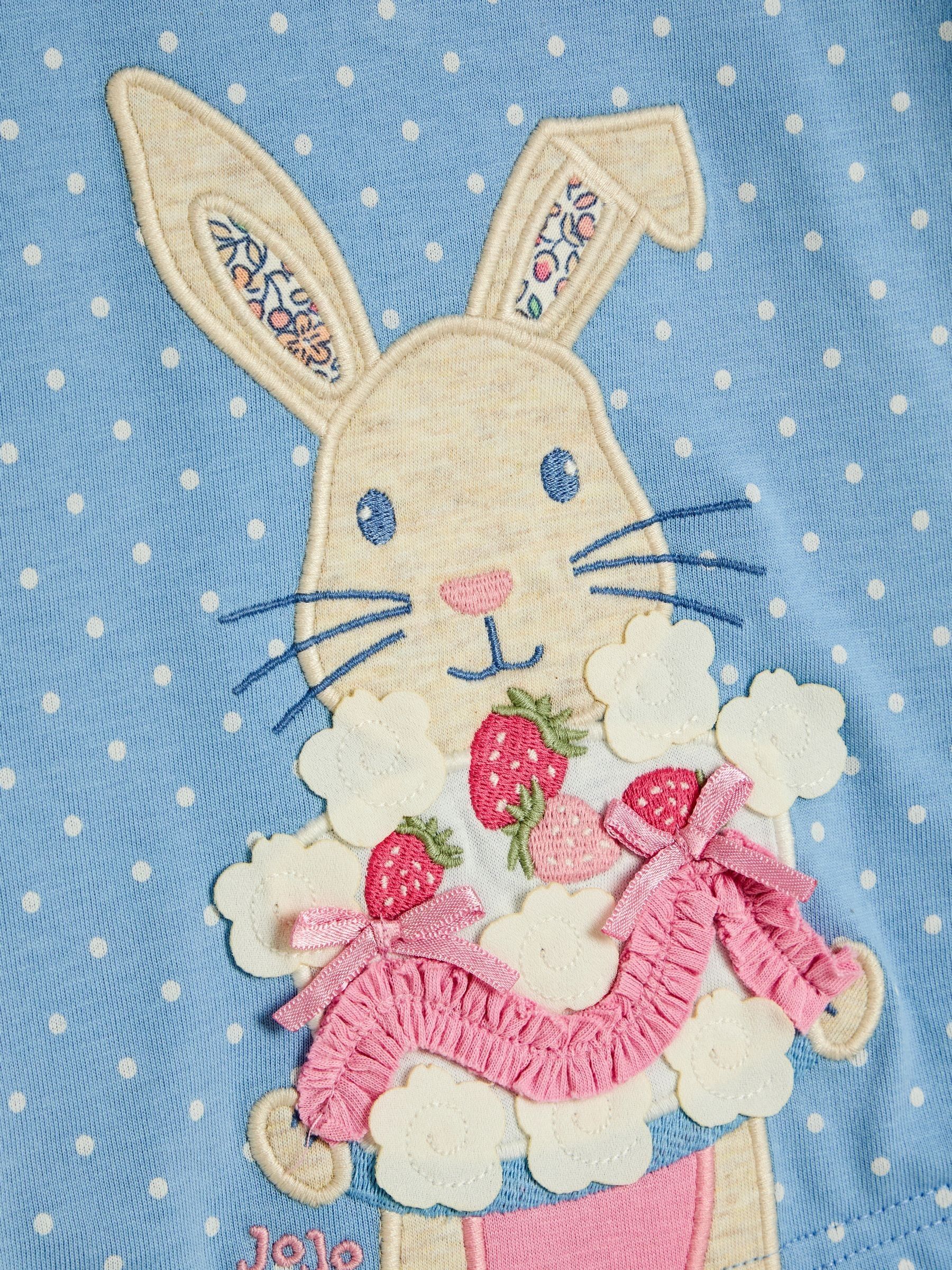 Mid Blue Bunny With Cake Appliqué Frill Sleeve T-Shirt - Image 3 of 3