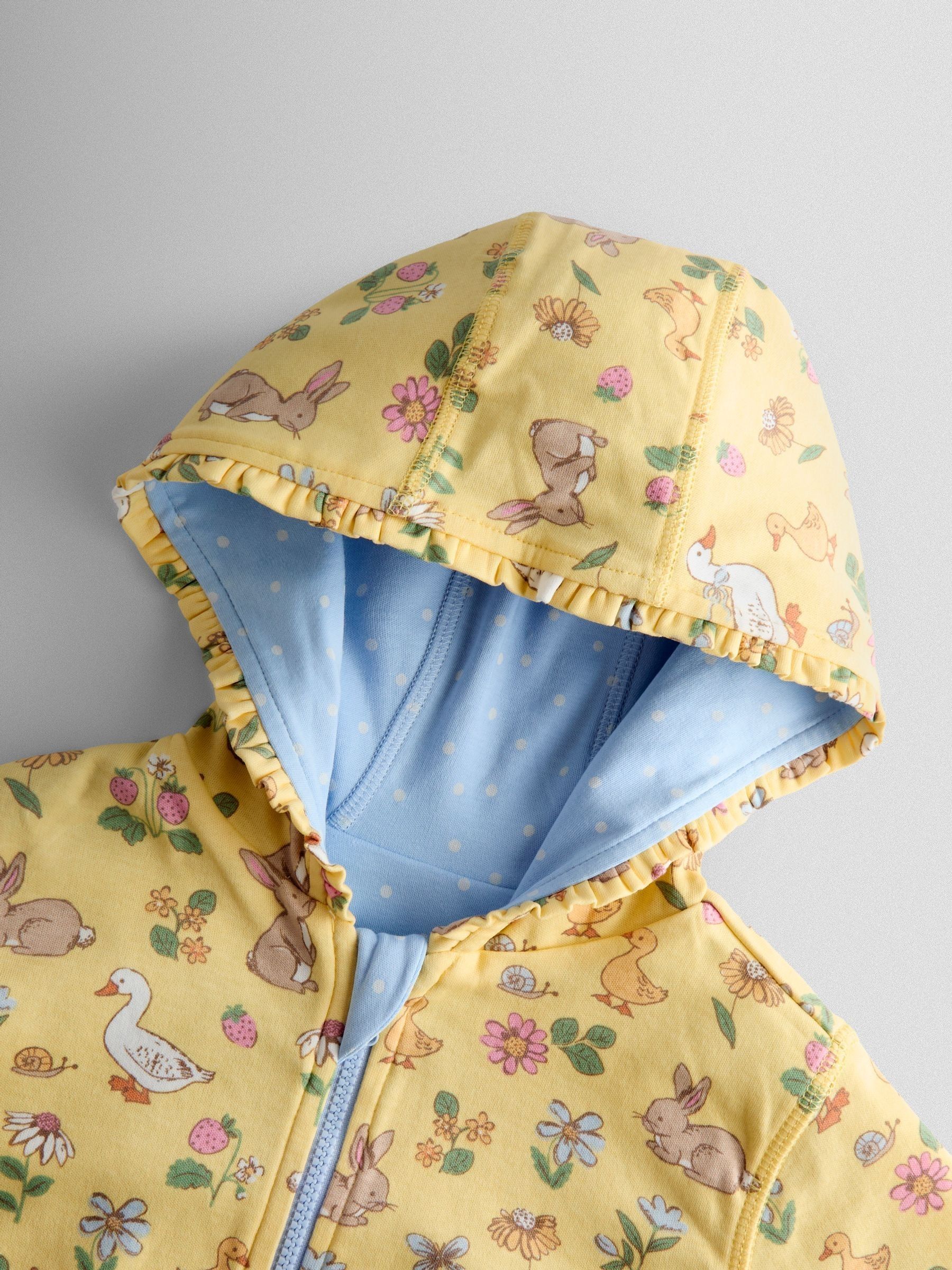 Light Yellow Yellow Duck and Bunny Reversible Hoodie - Image 7 of 9