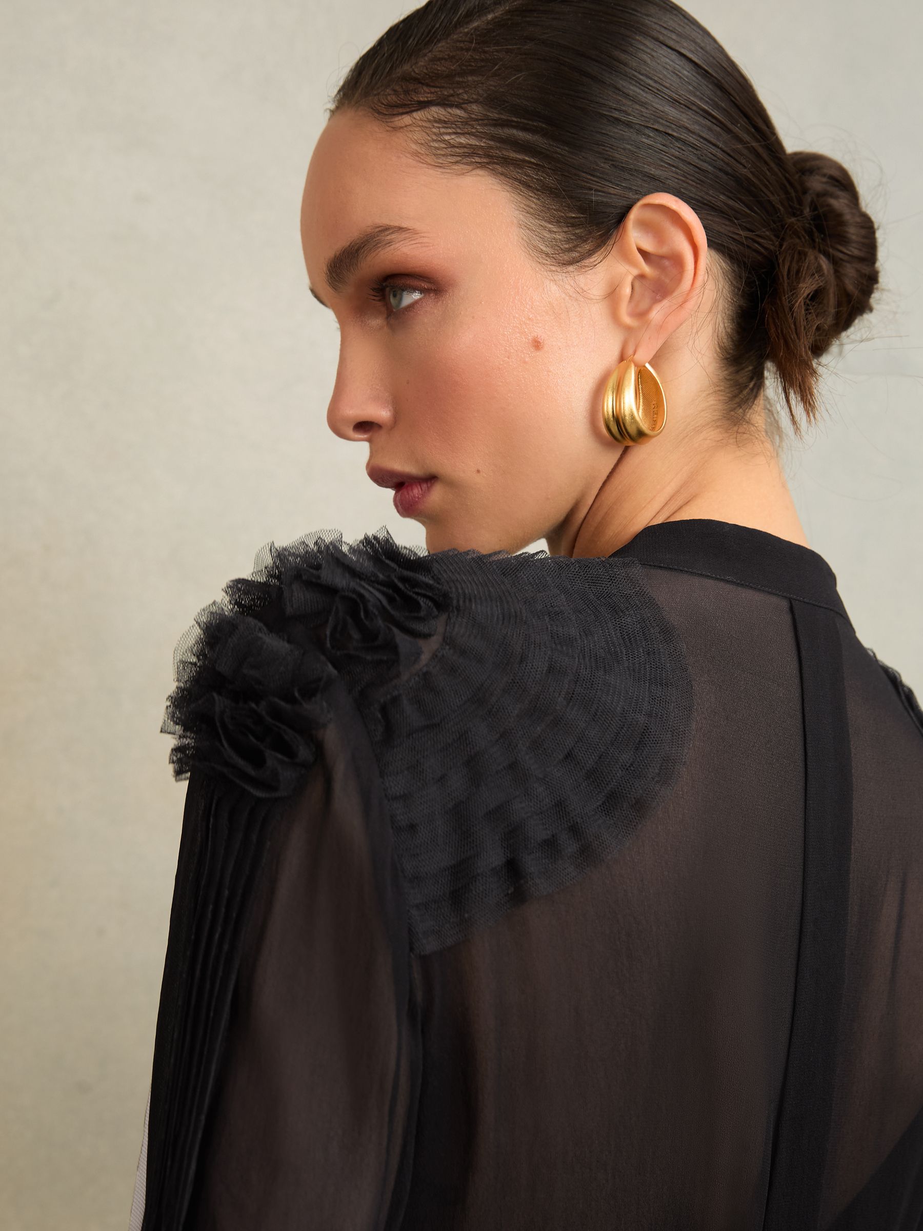 Atelier Sheer Ruffle-Trim Blouse in Black - image 4