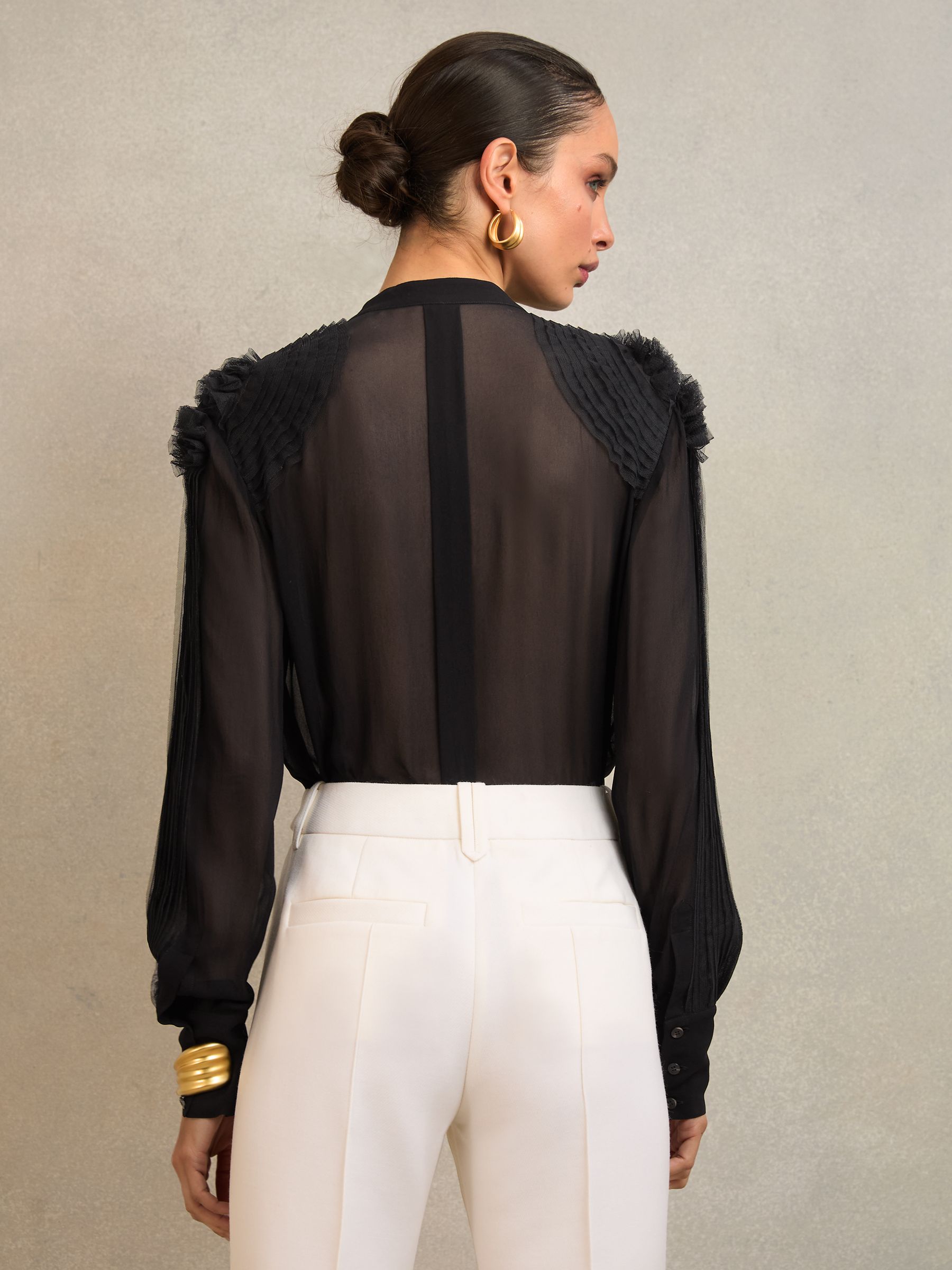 Atelier Sheer Ruffle-Trim Blouse in Black - image 5