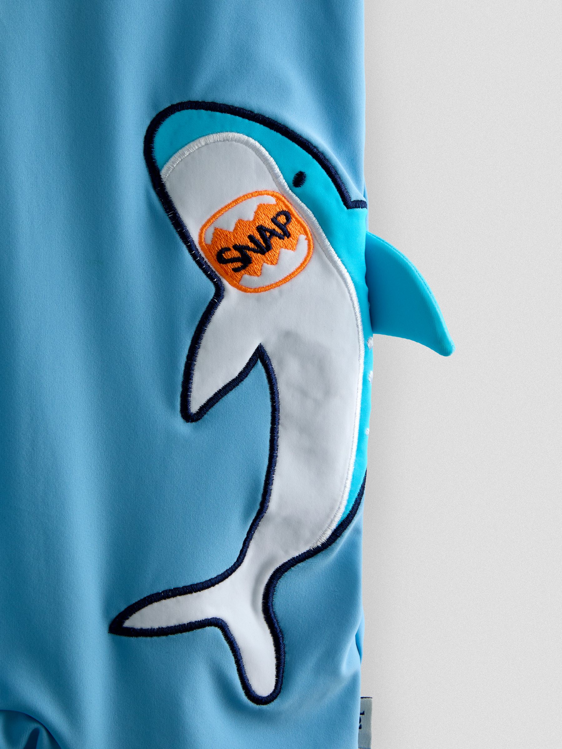 Blue Shark Appliqué All-In-One Sun Protection Suit - Image 4 of 4 Blue Shark Appliqué All-In-One Sun Protection Suit - Image 4 of 4
