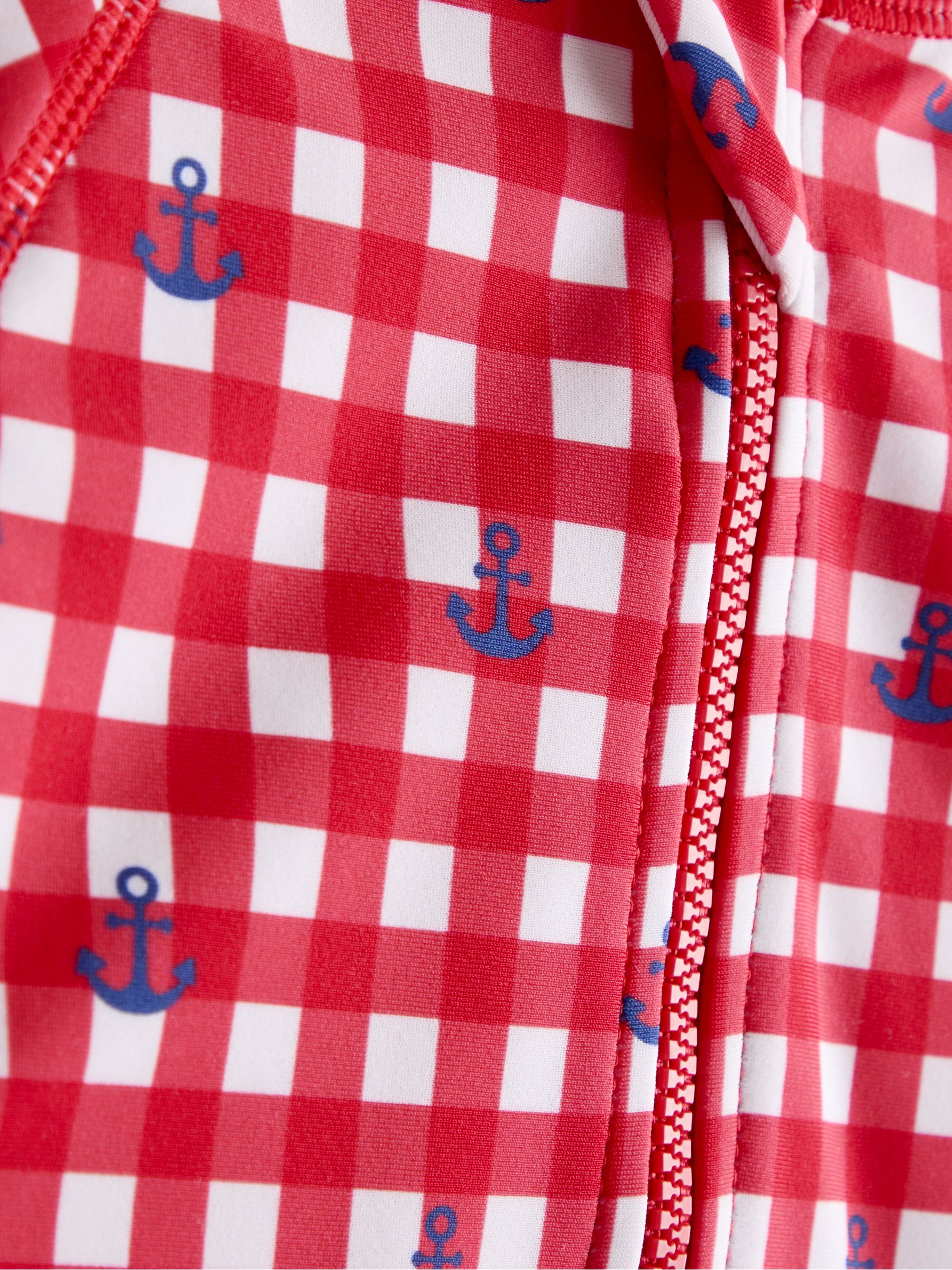 Red Gingham Nautical Long Sleeve Sunsafe Swimsuit - Image 3 of 3