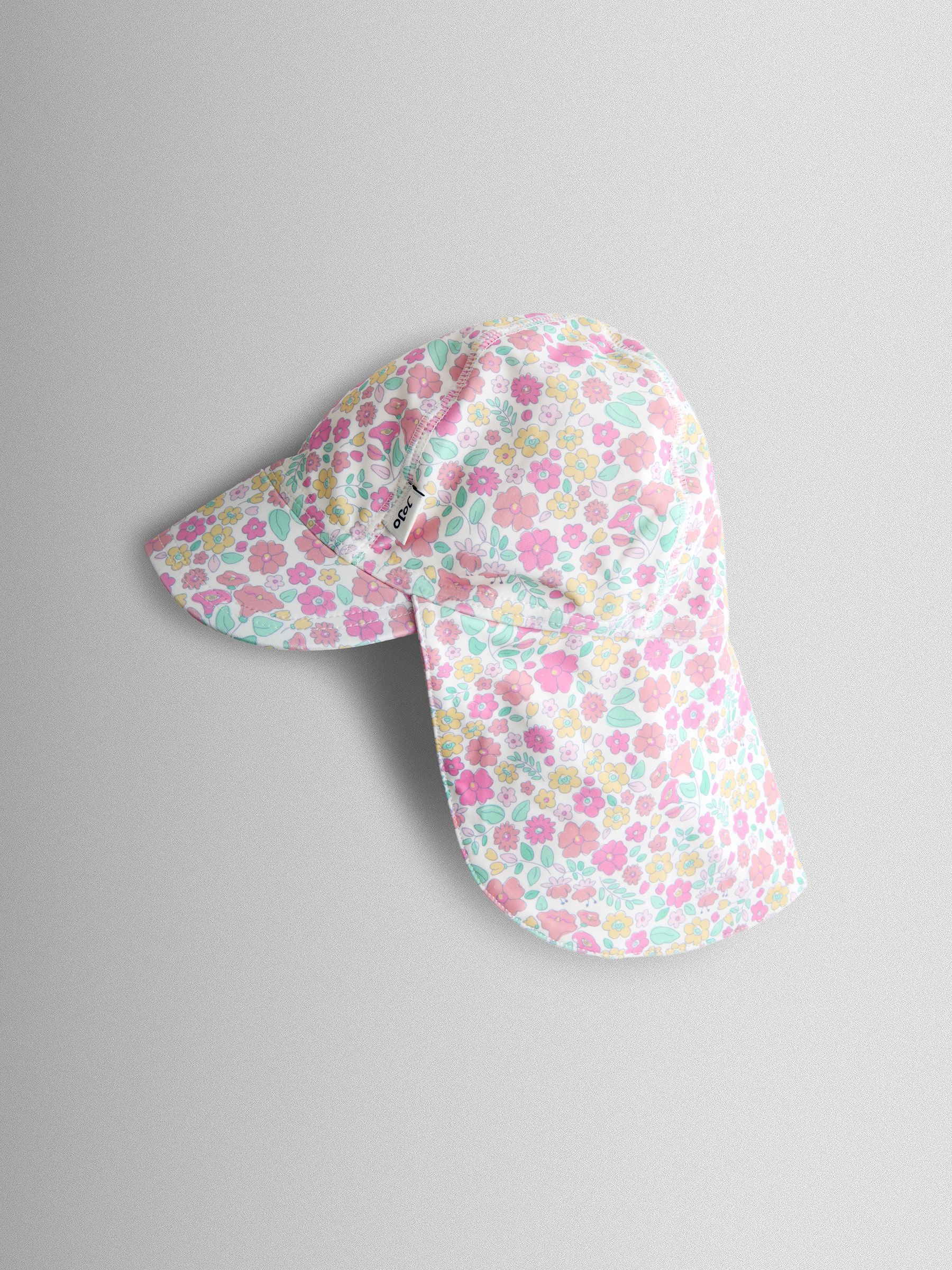 Pink Ditsy Neon Floral Sun Protection Swim Hat - Image 1 of 3