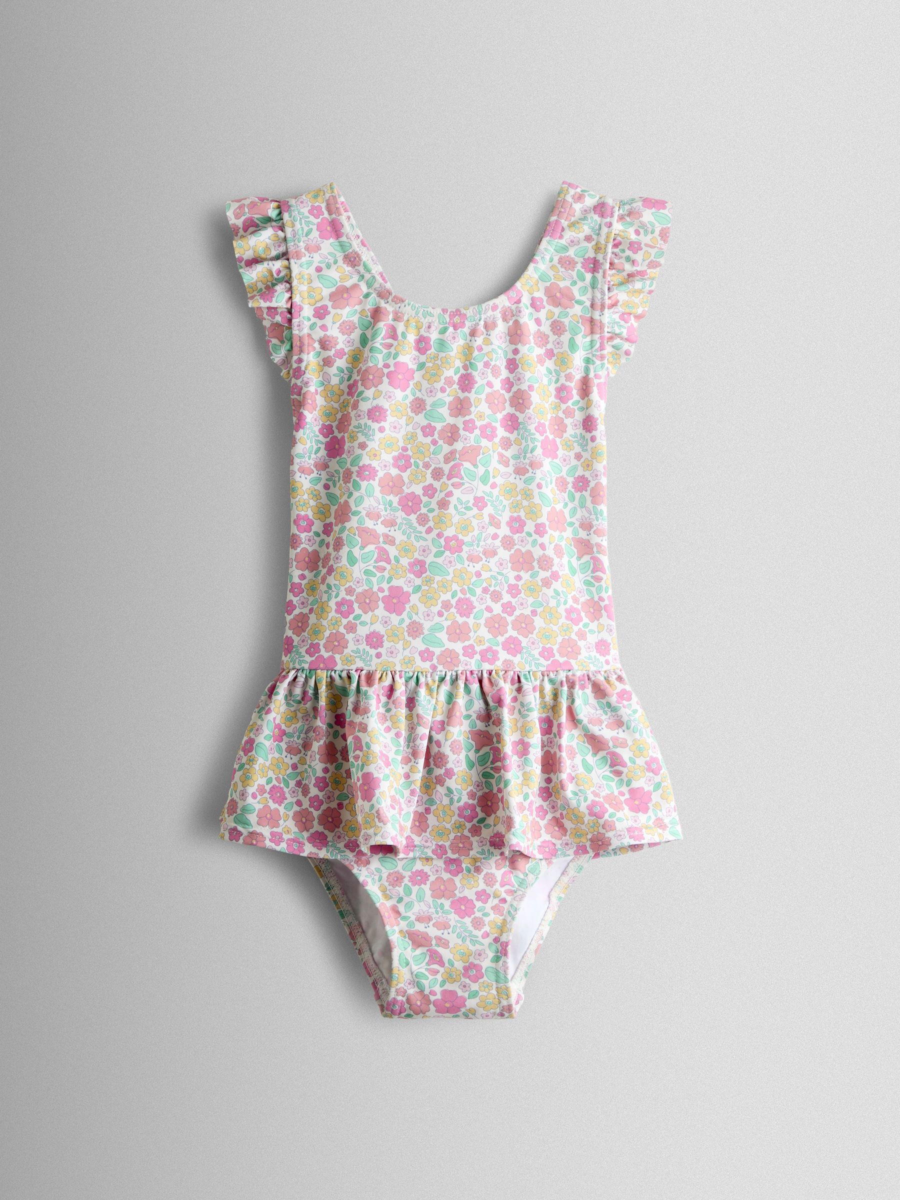 Pink Ditsy Floral Frill Swimsuit - Image 2 of 4