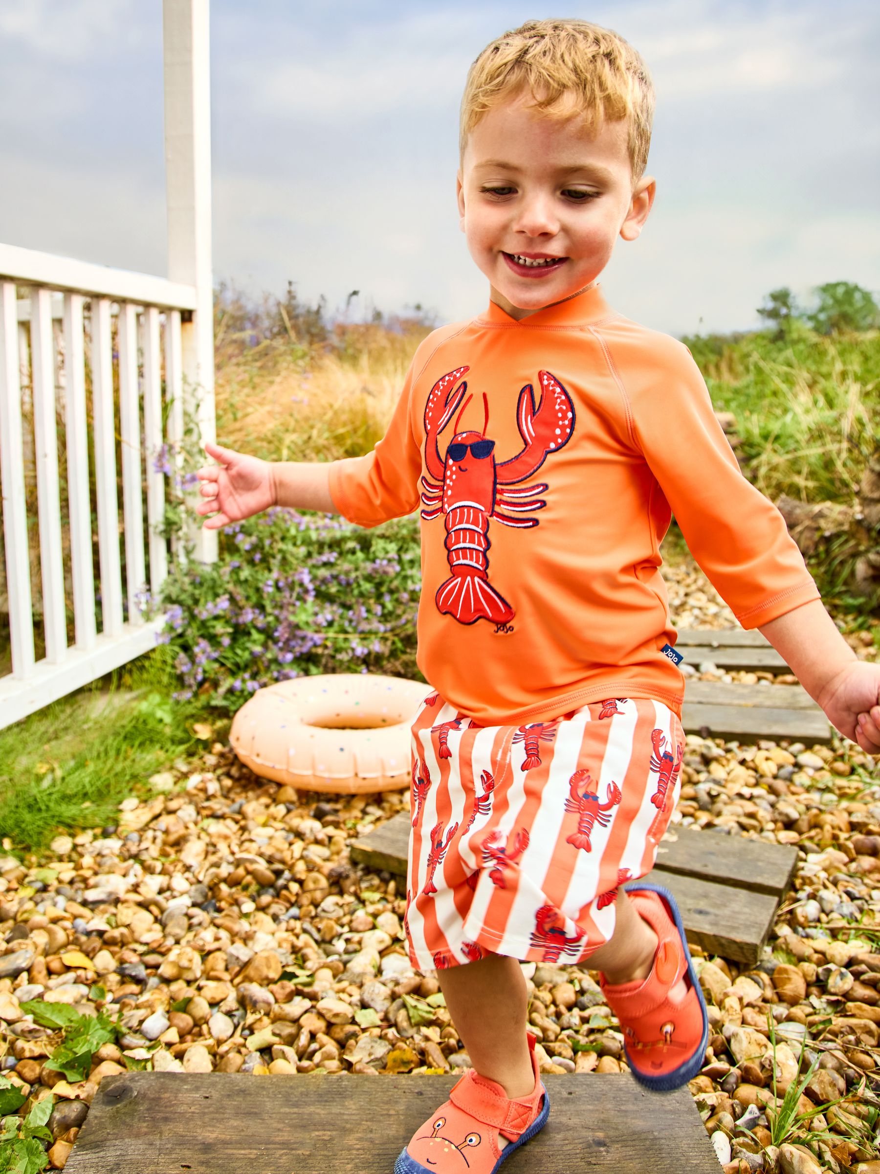 Red Lobster Appliqué Long Sleeve Rash Vest Set - Image 1 of 8