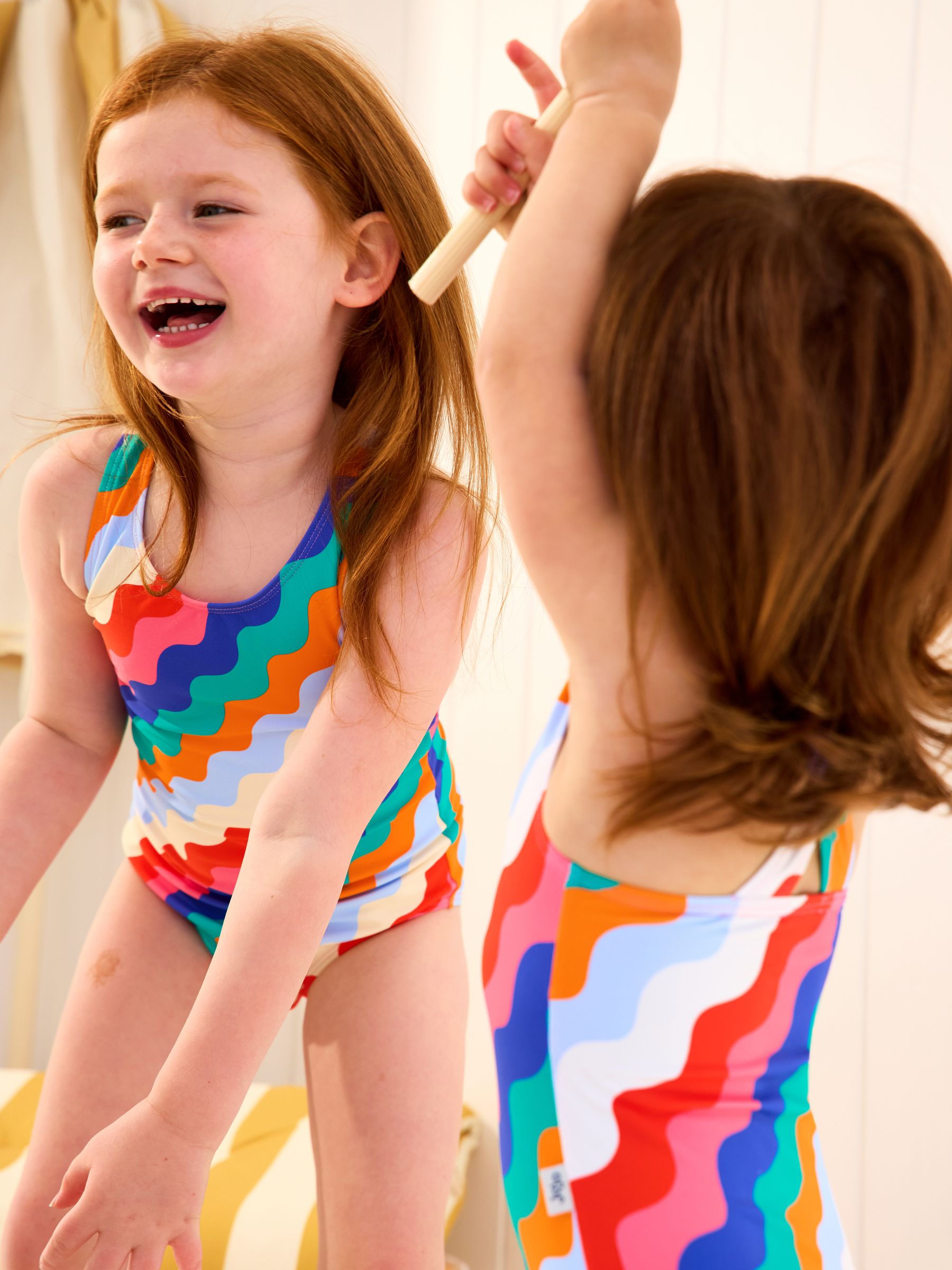 Multi-Coloured Wavy Stripe Print Swimsuit - Image 1 of 1