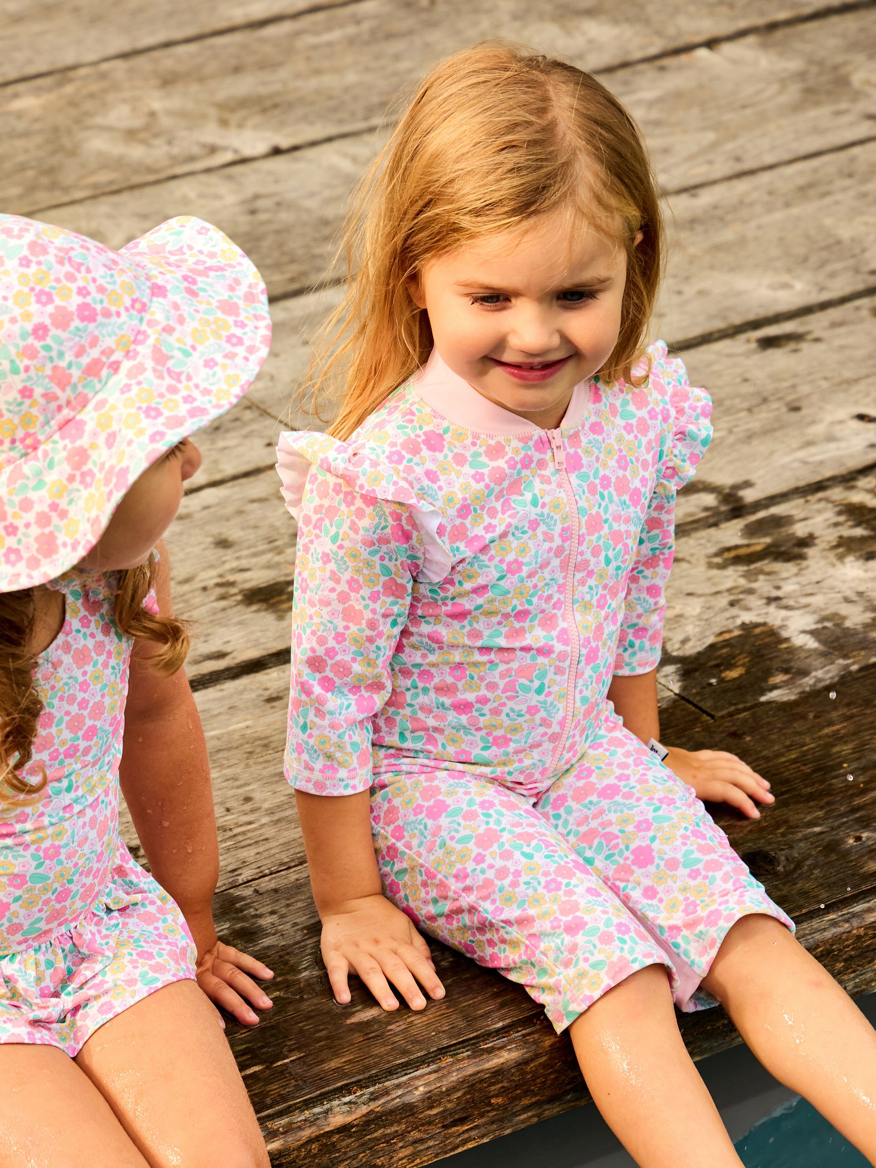 Pink Ditsy Floral Print All In One Sun Suit - Image 1 of 1