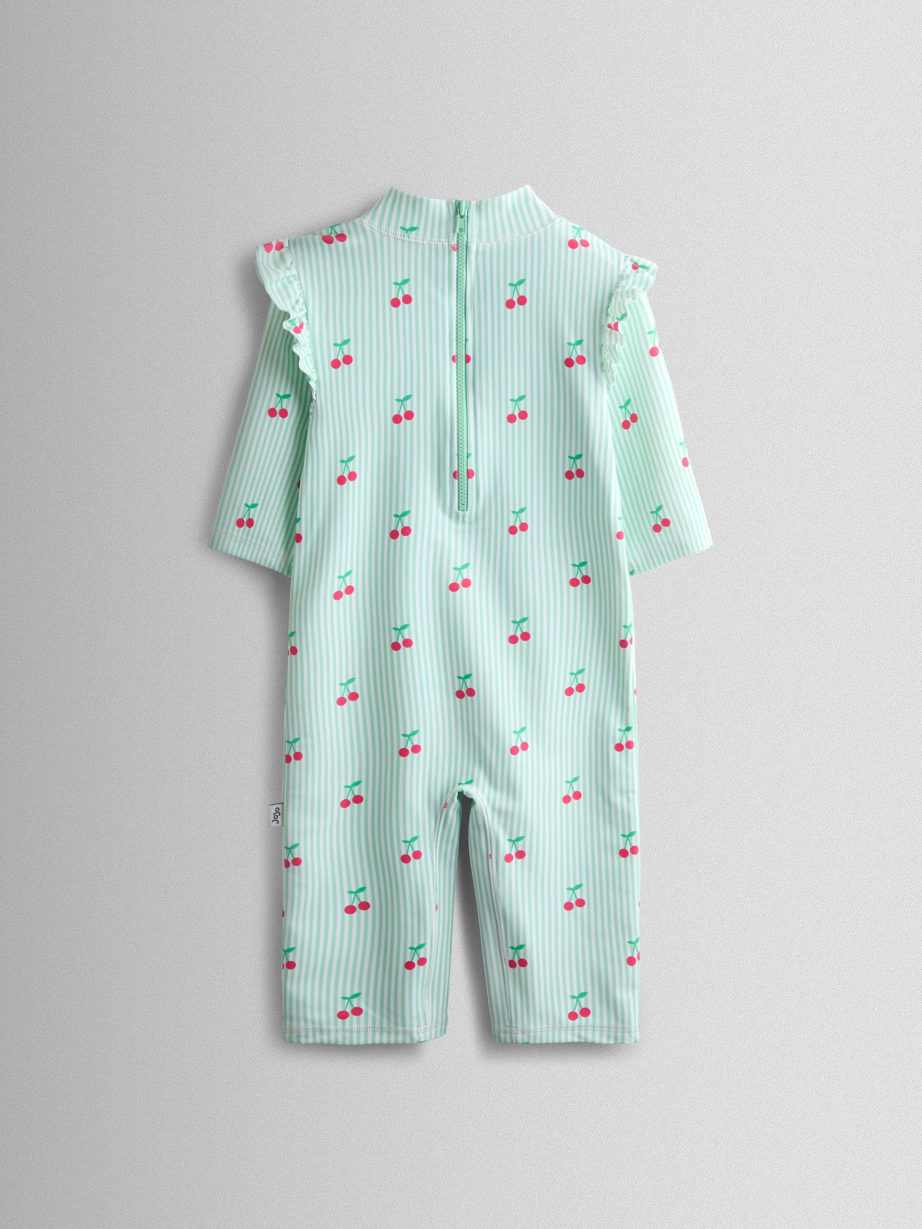 Green Cherry Stripe All-In-One Sunsafe Suit - Image 3 of 5