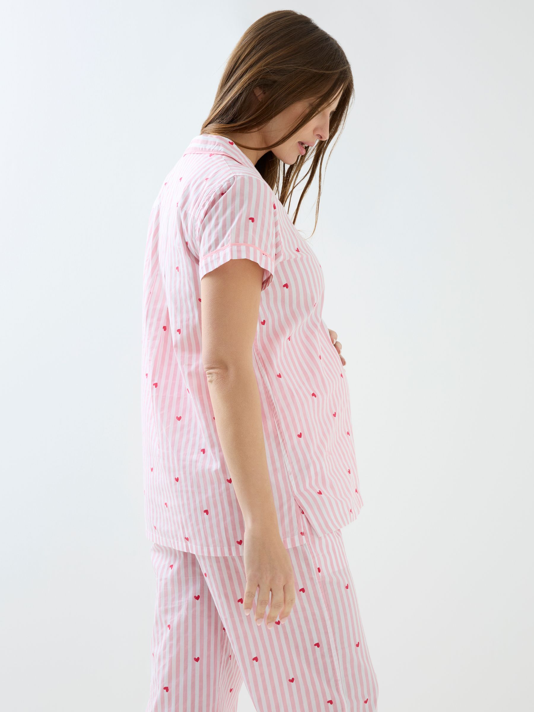 Light Pink Heart Stripe Maternity Pyjamas Set - Image 6 of 6