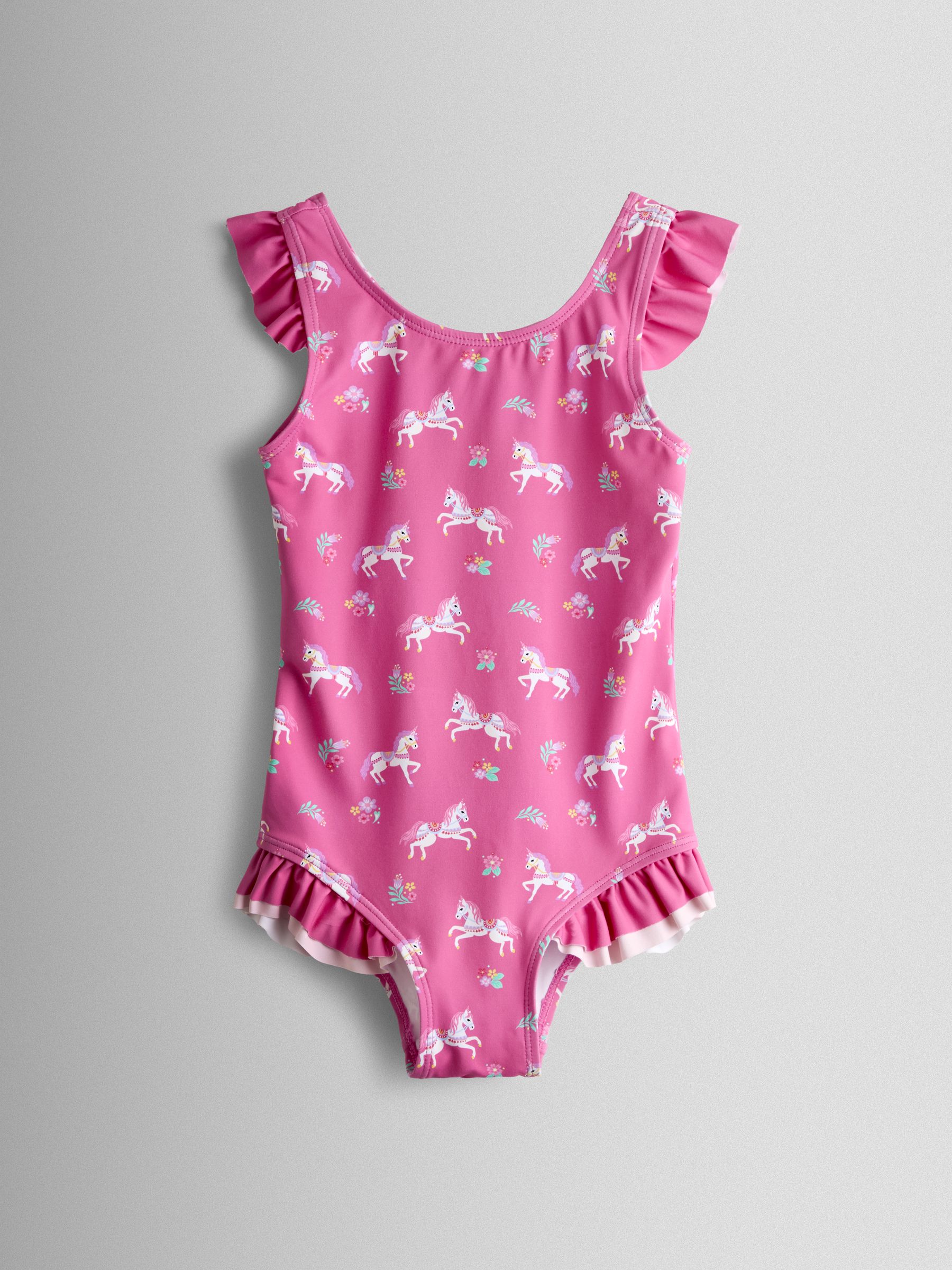 Fuchsia Pink Floral Unicorn Print Swimsuit - Image 2 of 4