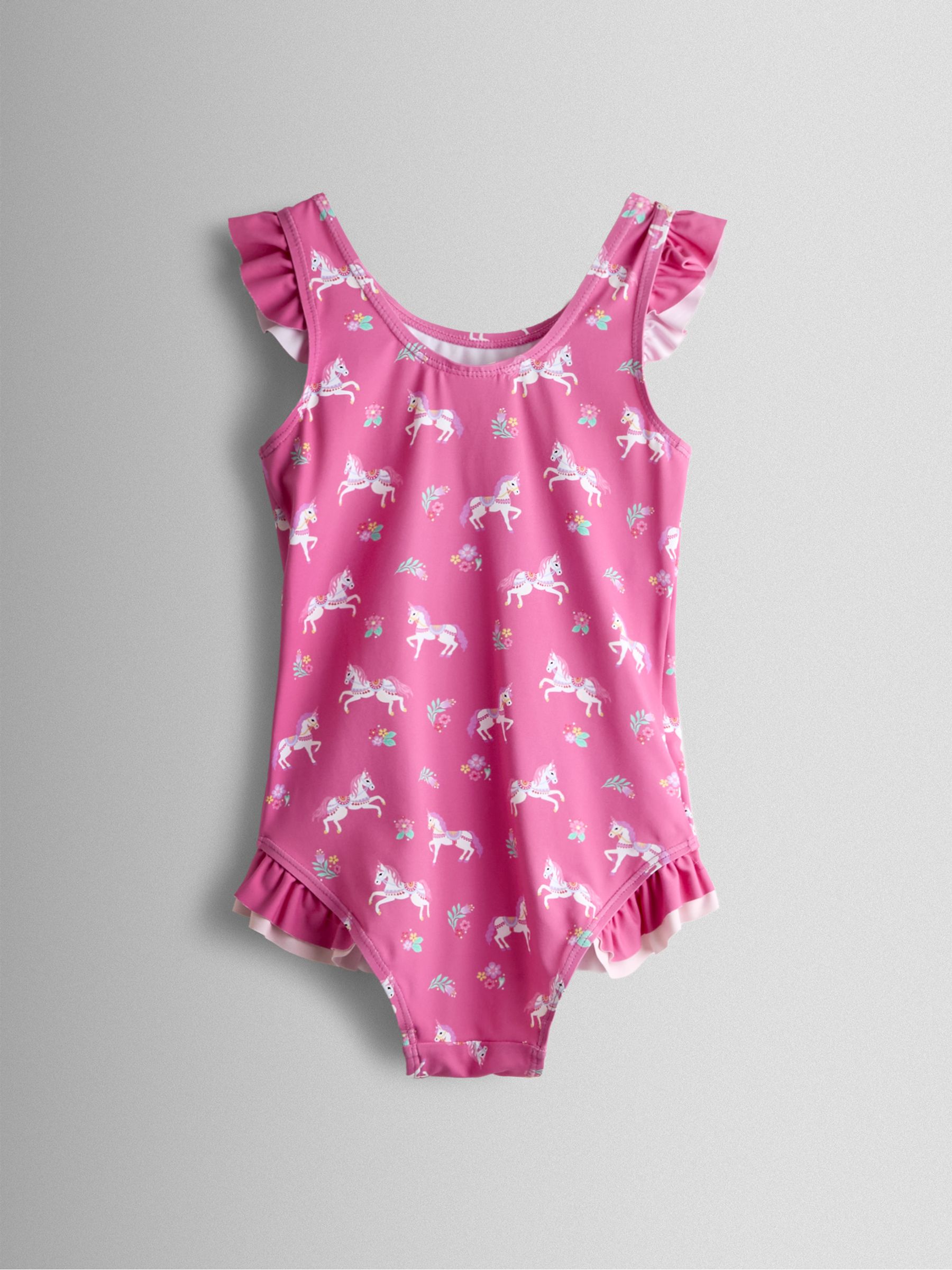 Fuchsia Pink Floral Unicorn Print Swimsuit - Image 3 of 4