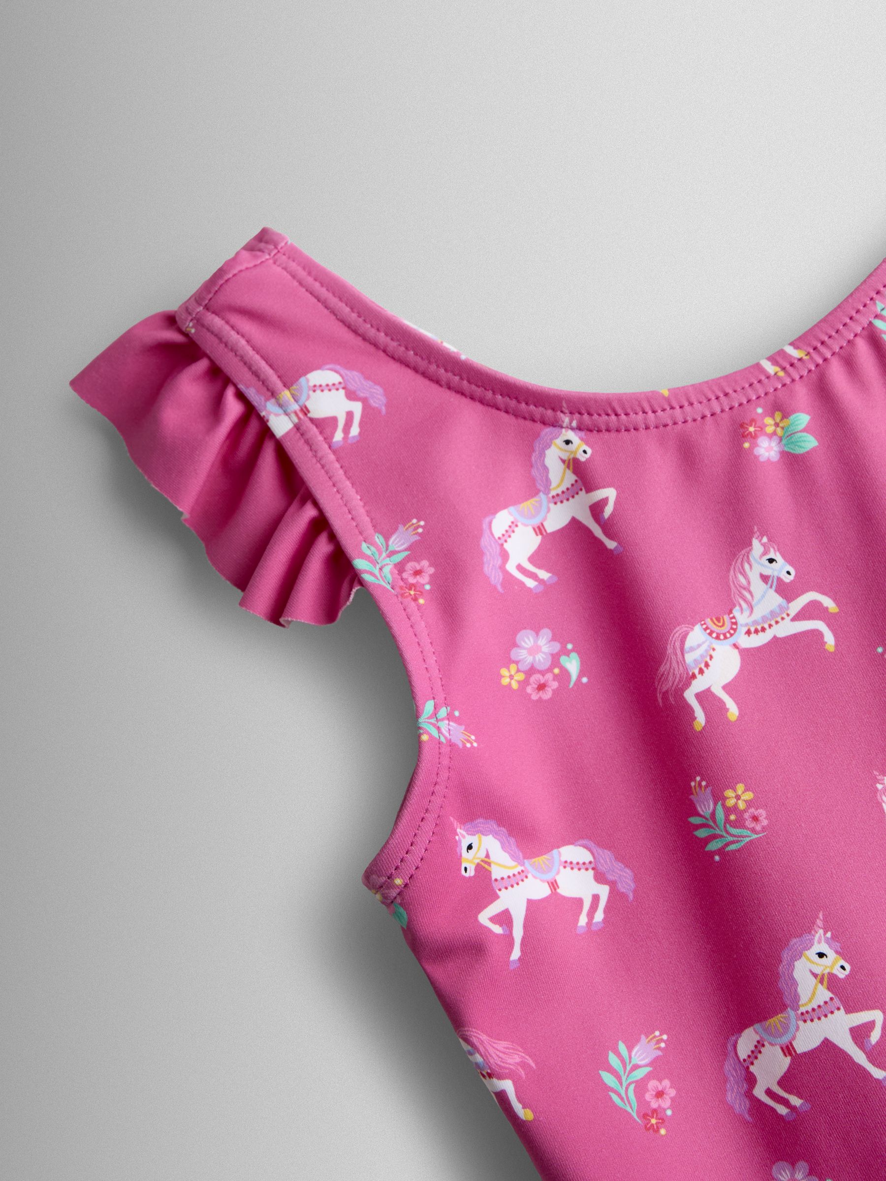 Fuchsia Pink Floral Unicorn Print Swimsuit - Image 4 of 4