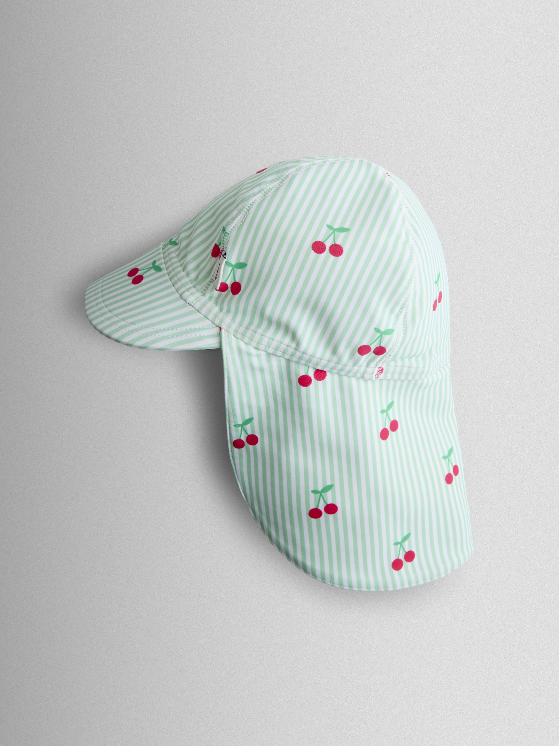 Green Cherry Stripe Sun Protection Hat - Image 1 of 3