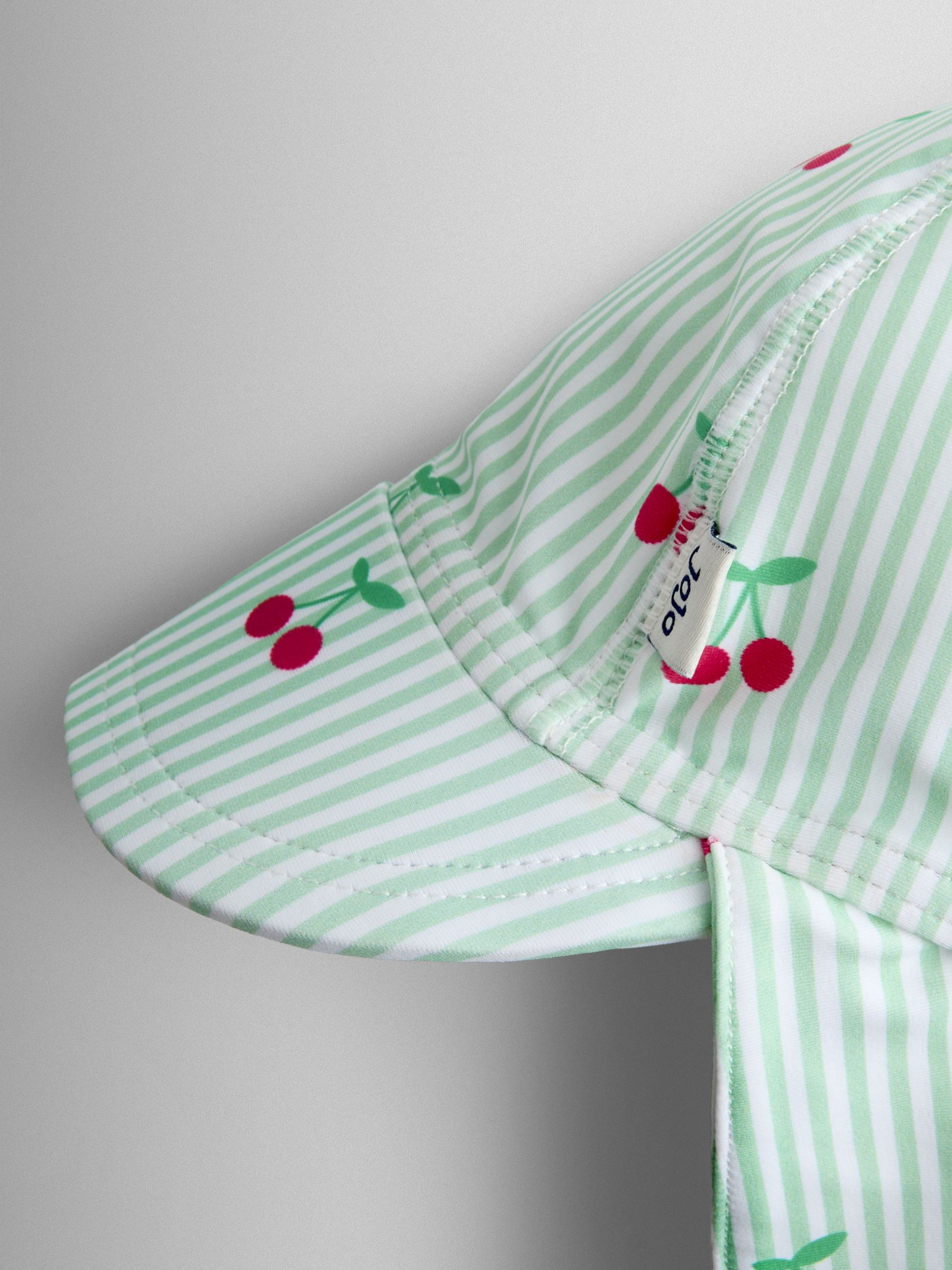 Green Cherry Stripe Sun Protection Hat - Image 2 of 3
