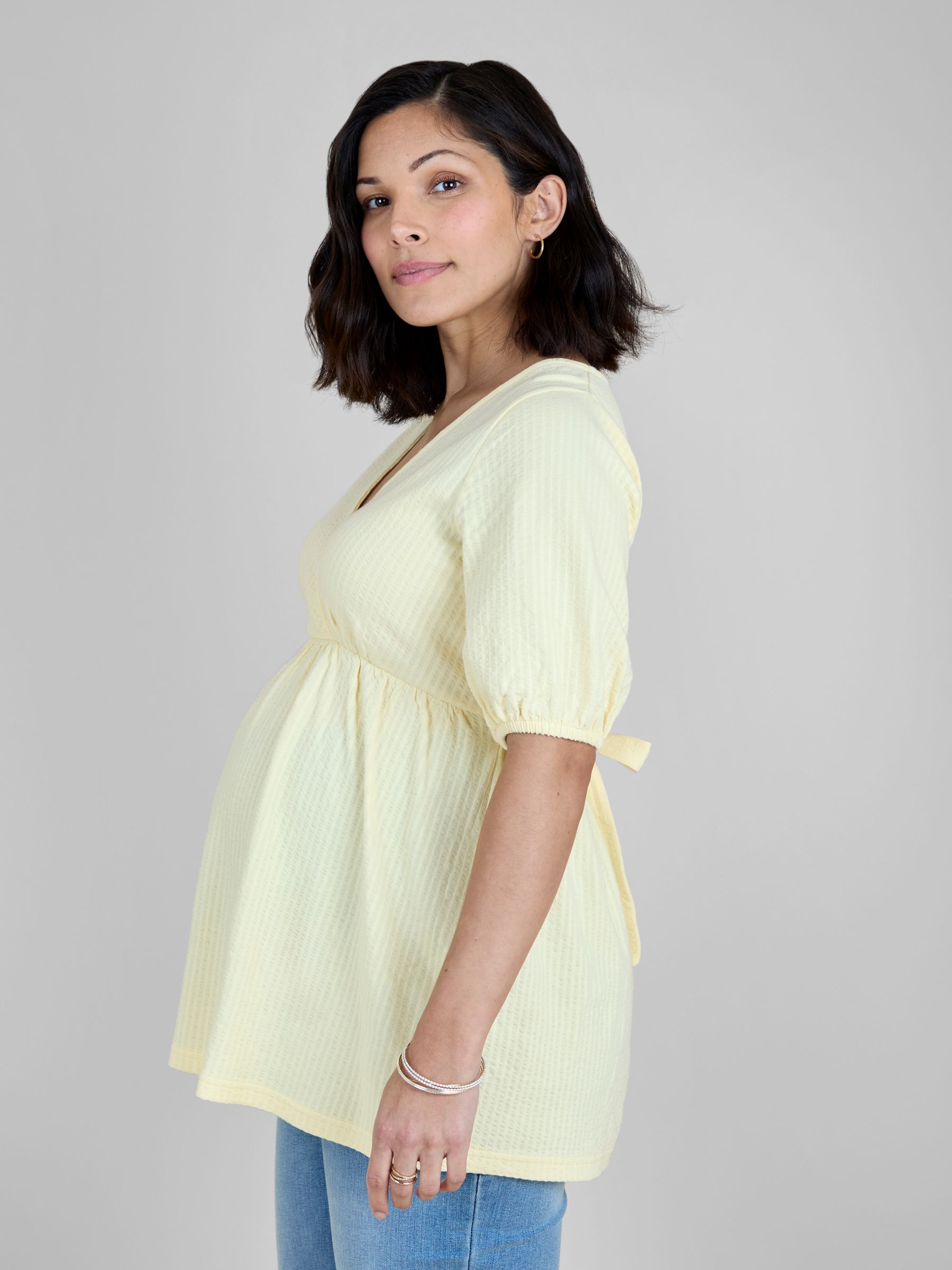 Yellow Short Sleeve Maternity Jersey Top - Image 2 of 4 Yellow Short Sleeve Maternity Jersey Top - Image 2 of 4